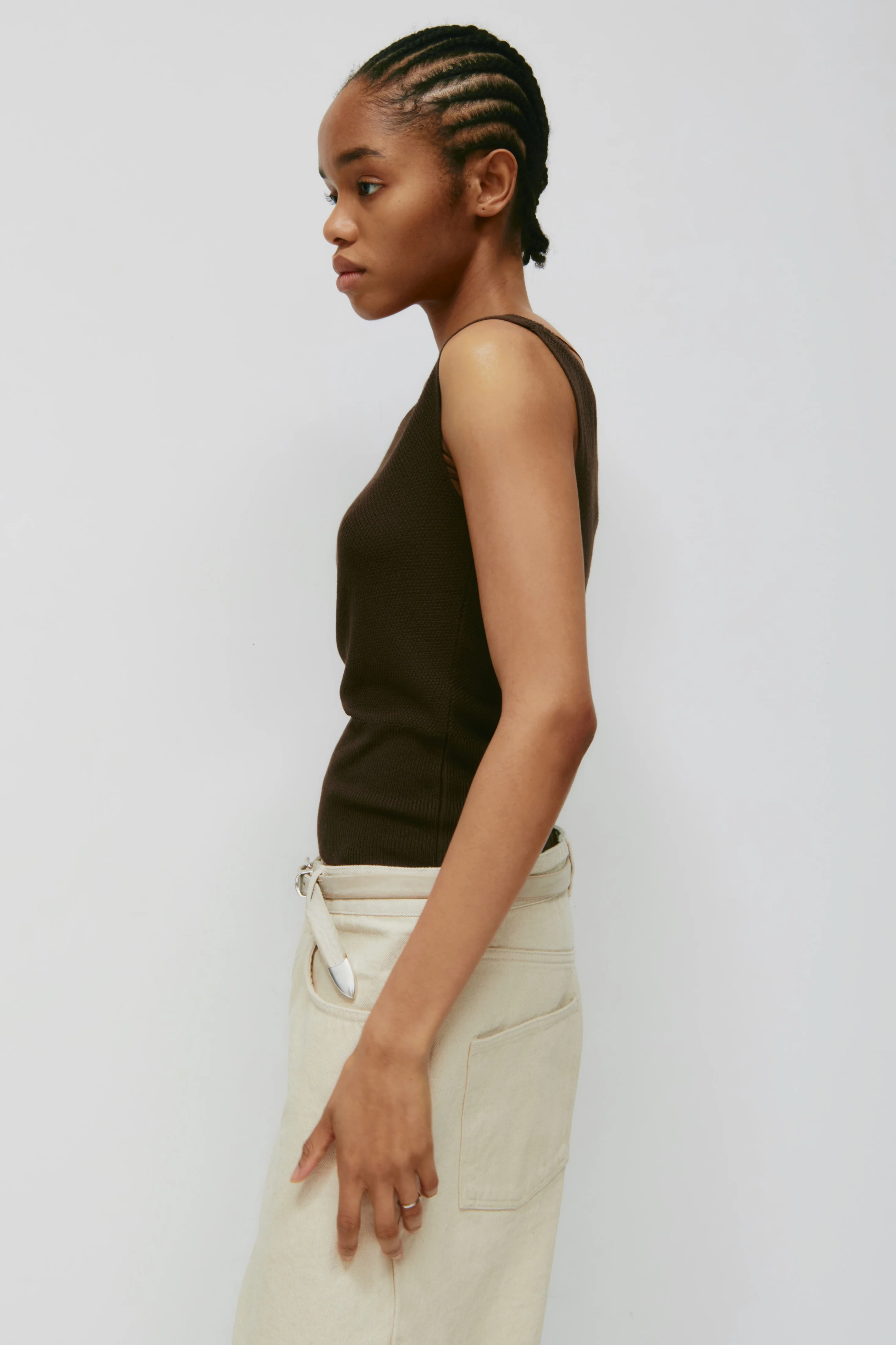 Women's Kenza Boatneck Tank in Cocoa - Image 3