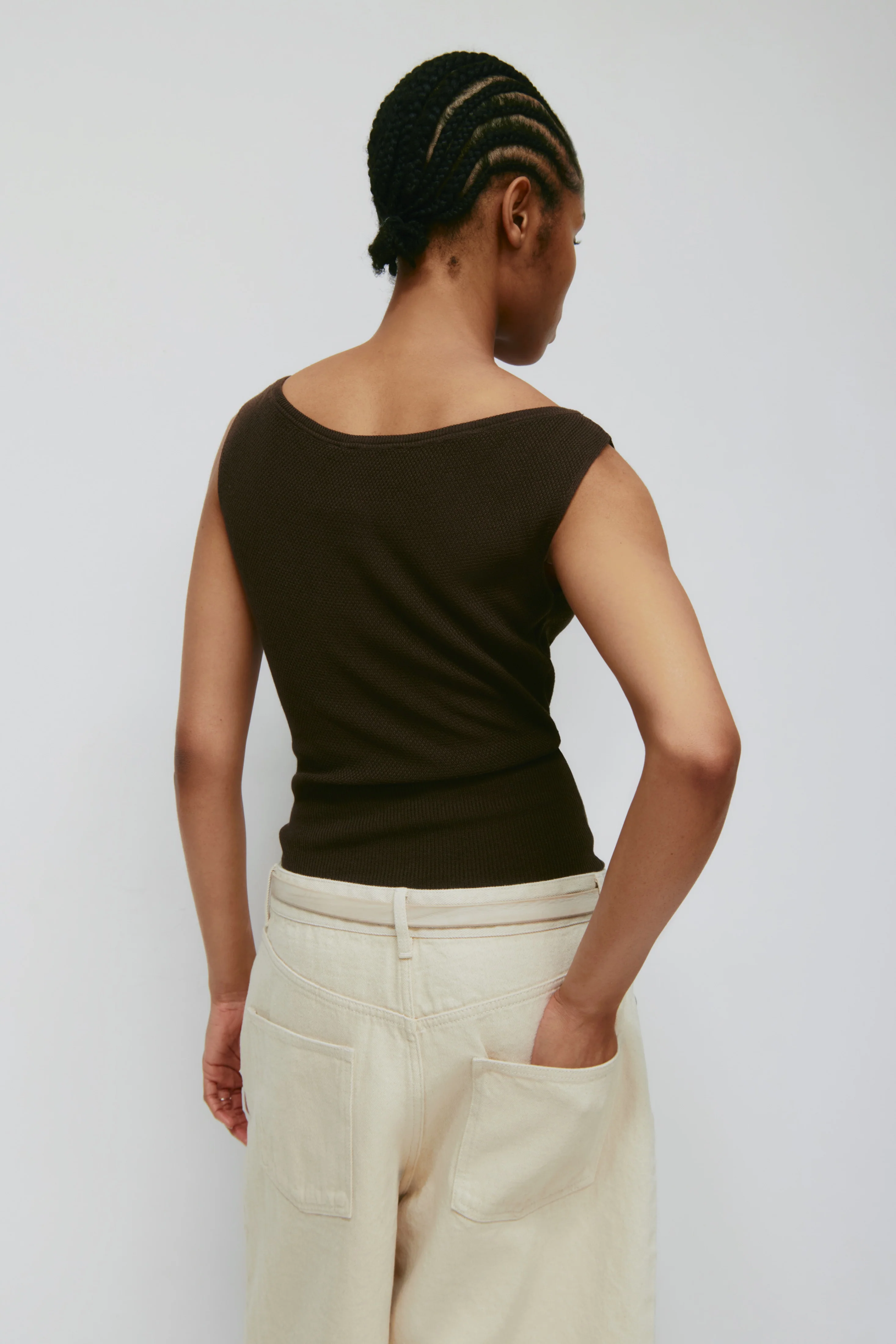 Women's Kenza Boatneck Tank in Cocoa - Image 4
