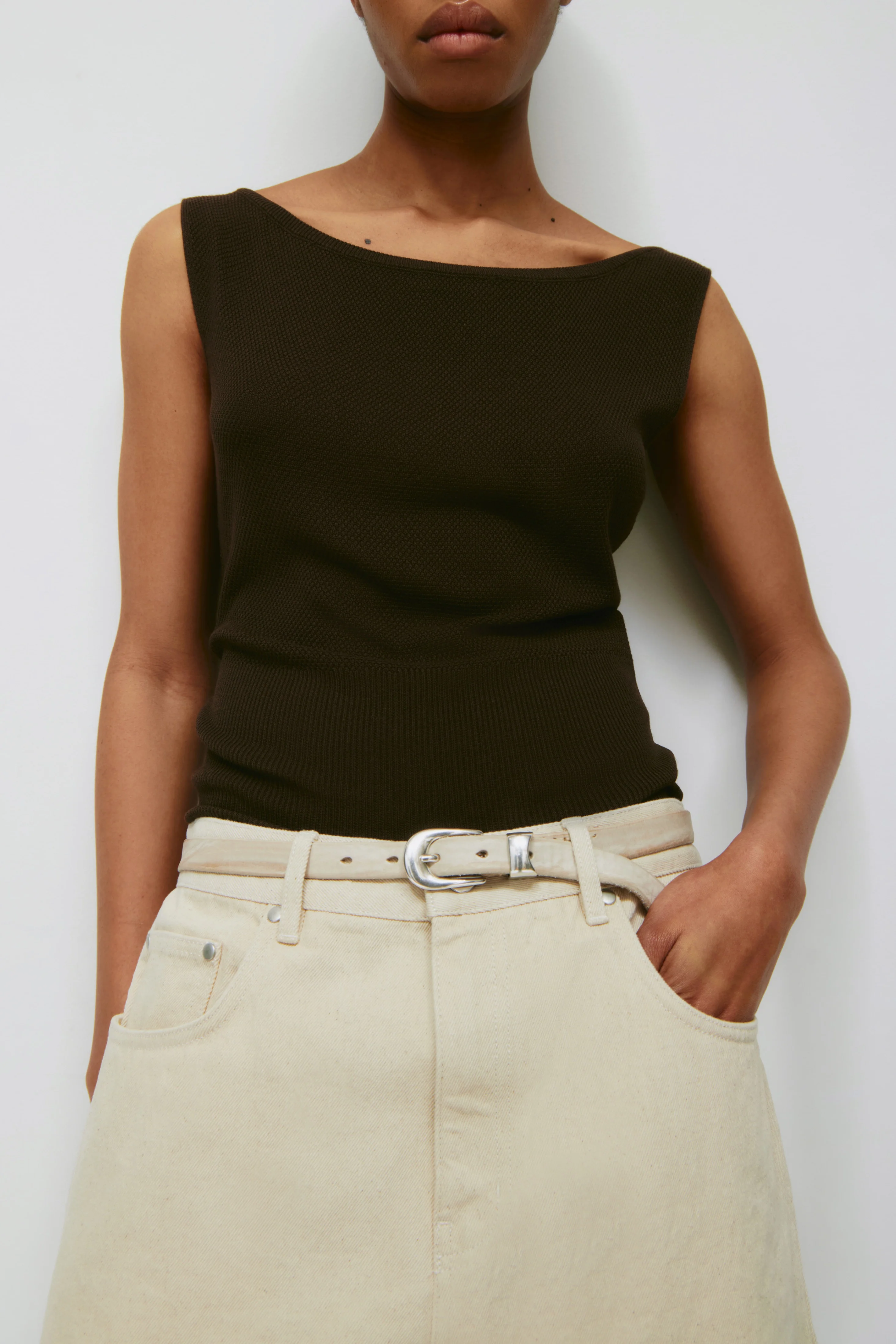 Women's Kenza Boatneck Tank in Cocoa - Image 5