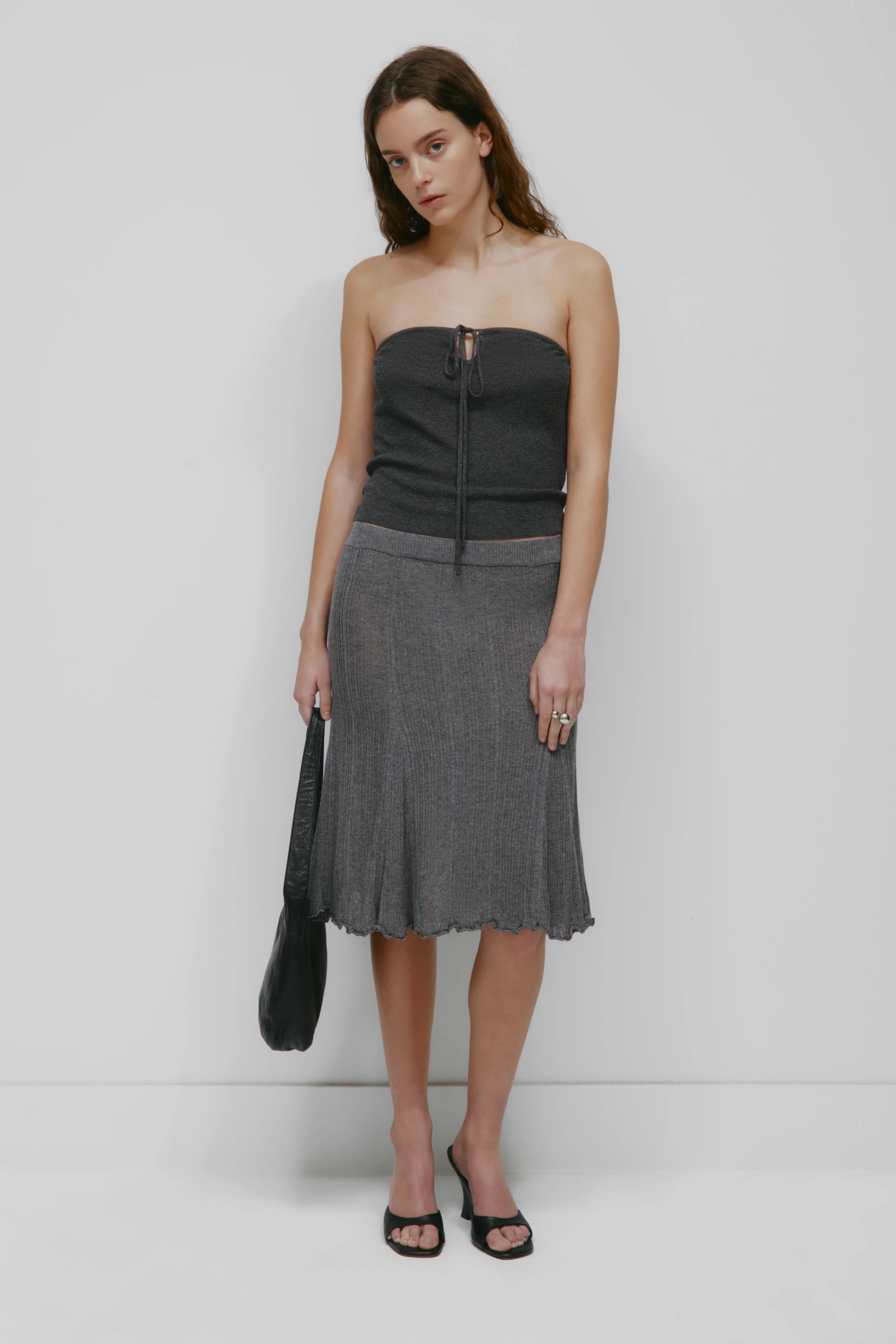 Women's Kenza Keyhole Top in Almost Black - Image 2