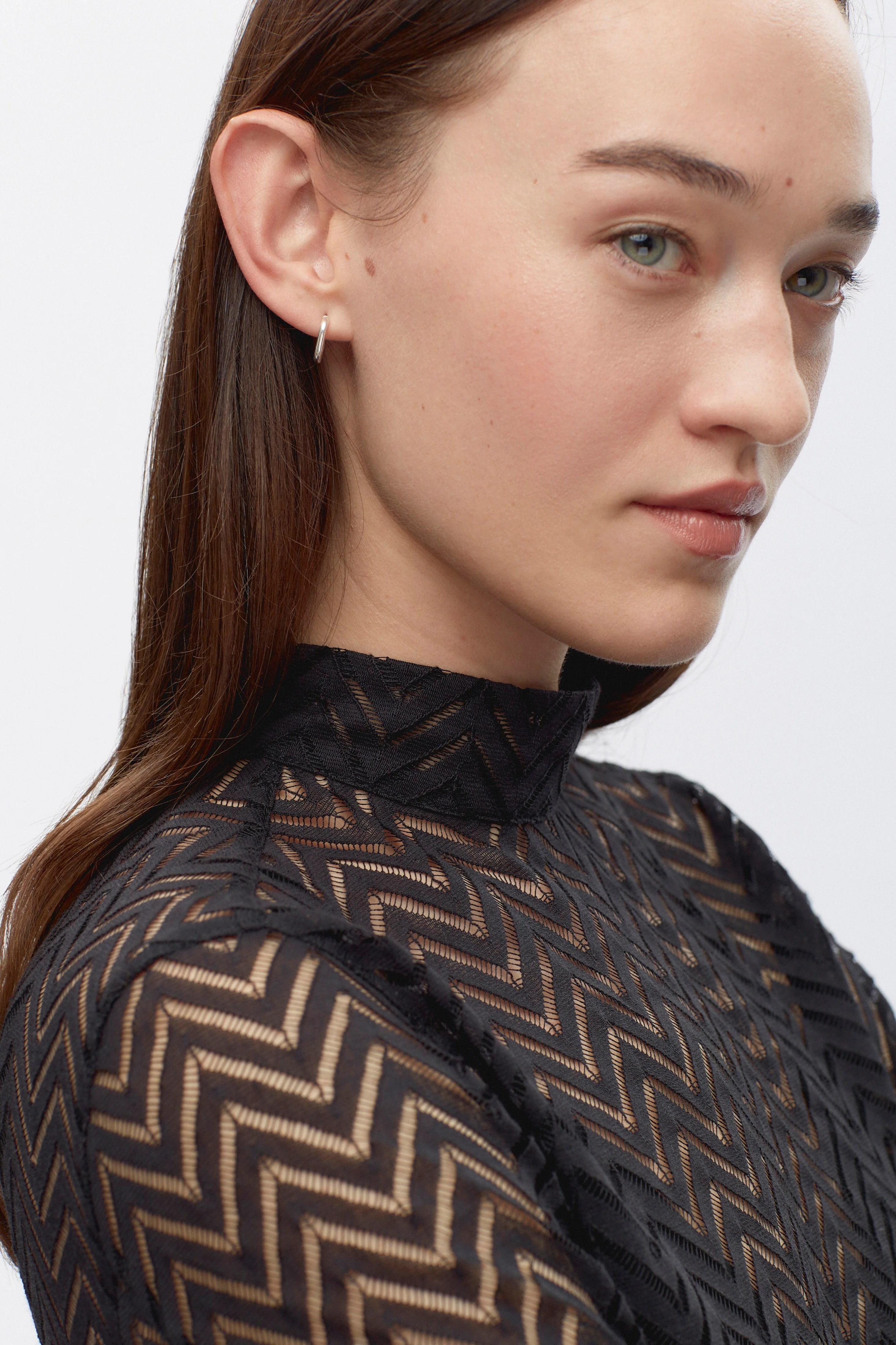 Women's Lace Mockneck in Black - Image 6