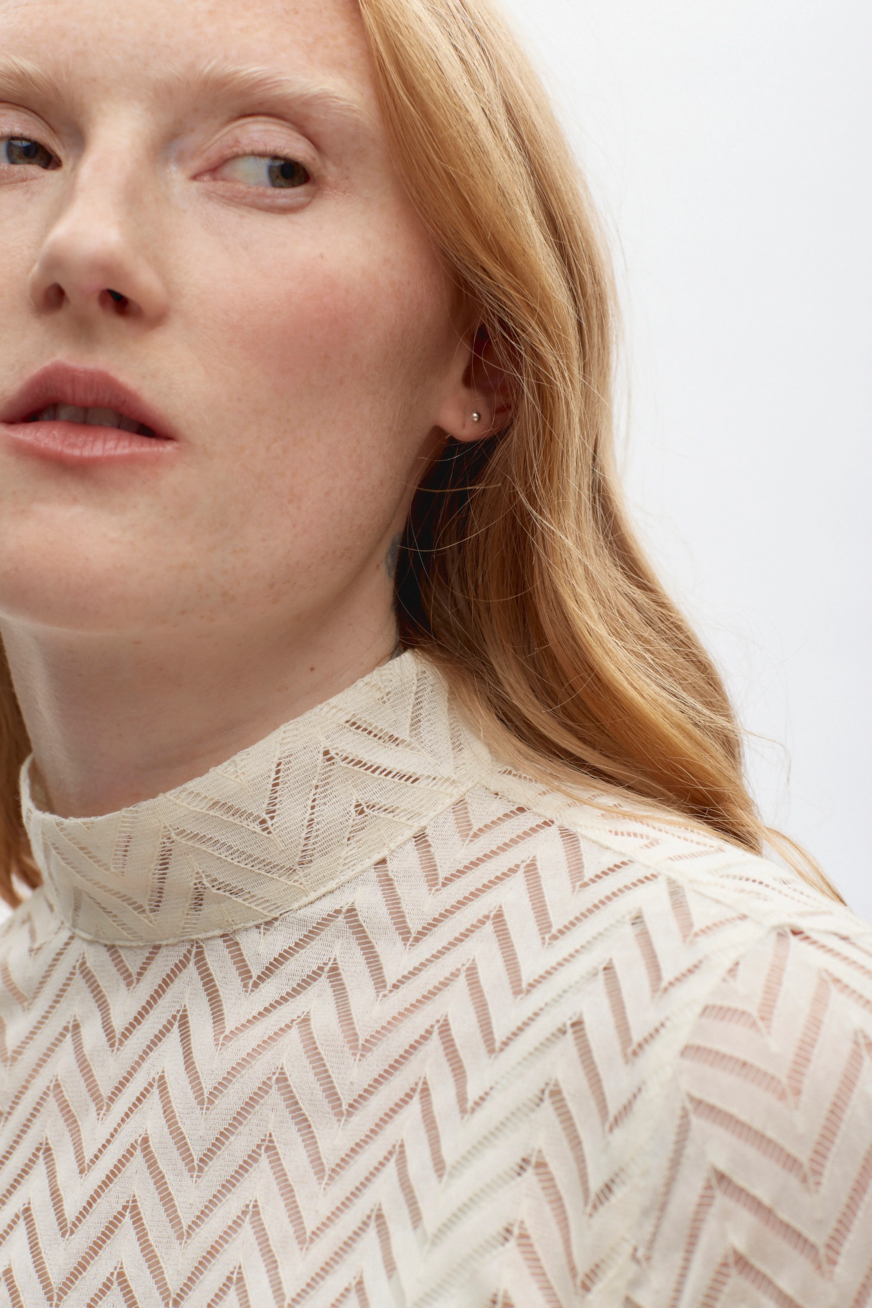Women's Lace Mockneck in Natural - Image 4