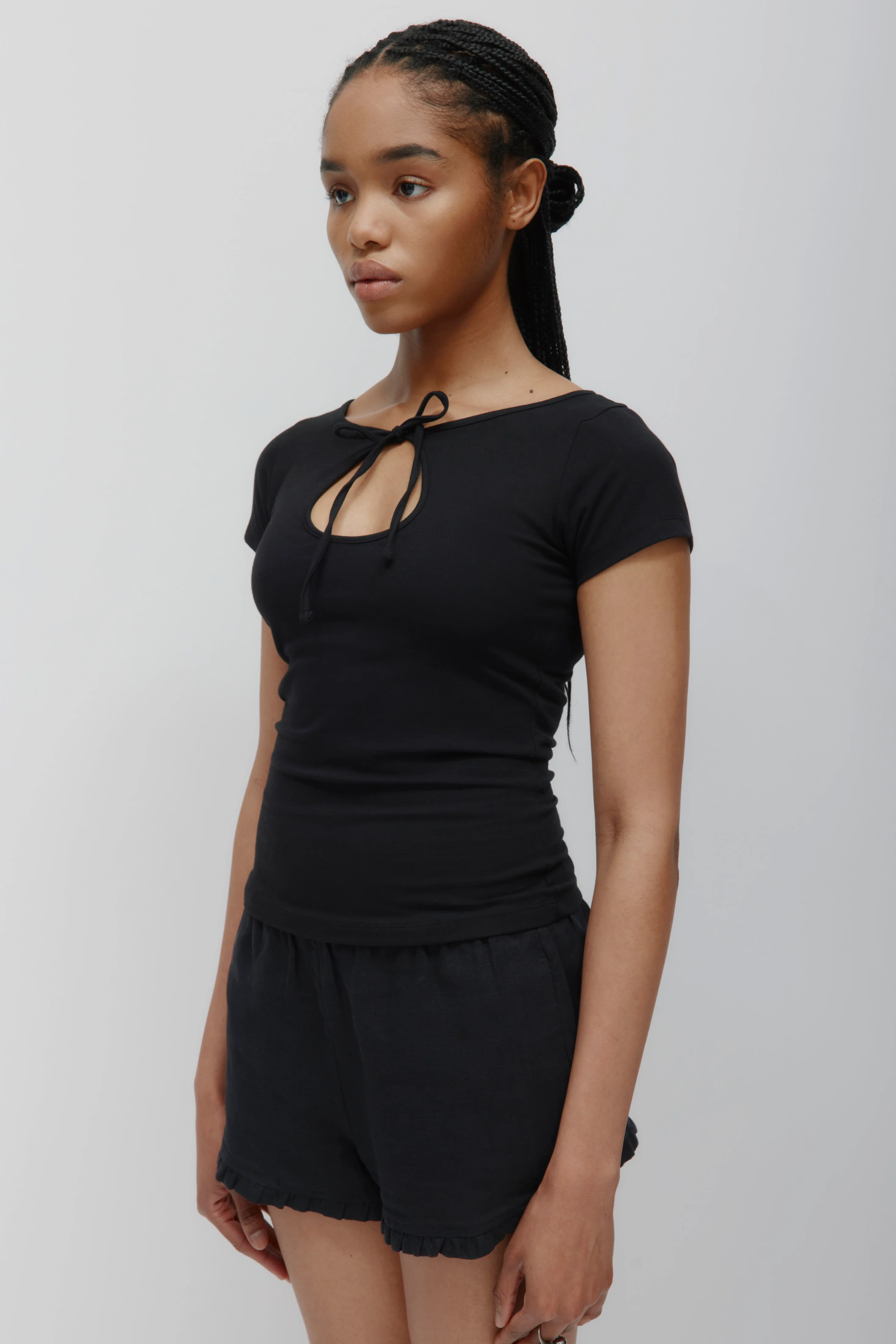 Women's Layn Keyhole Tee in Black - Image 3