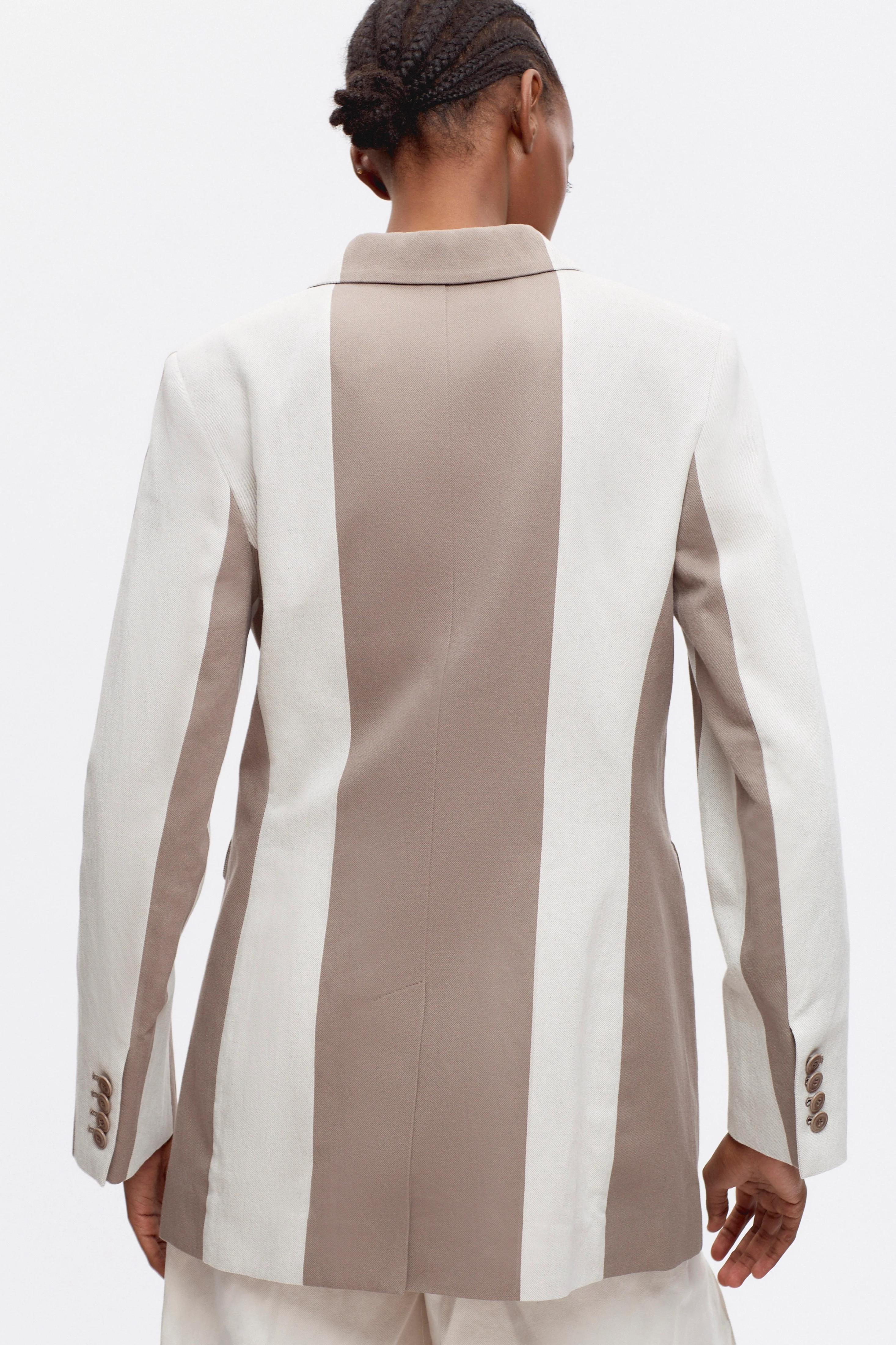 Women's Linen Station Blazer in Birch/Brindle Stripe - Image 4