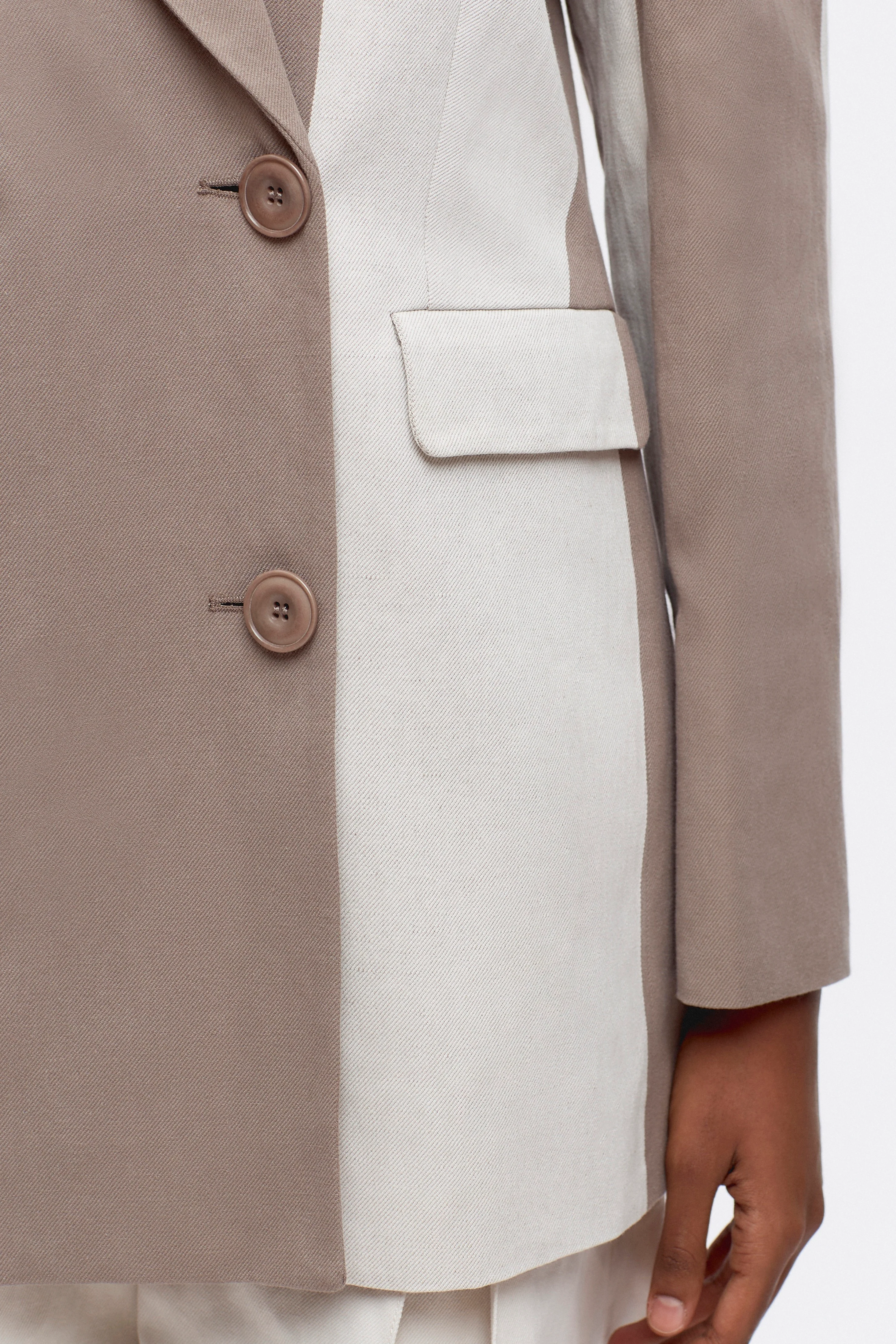 Women's Linen Station Blazer in Birch/Brindle Stripe - Image 5