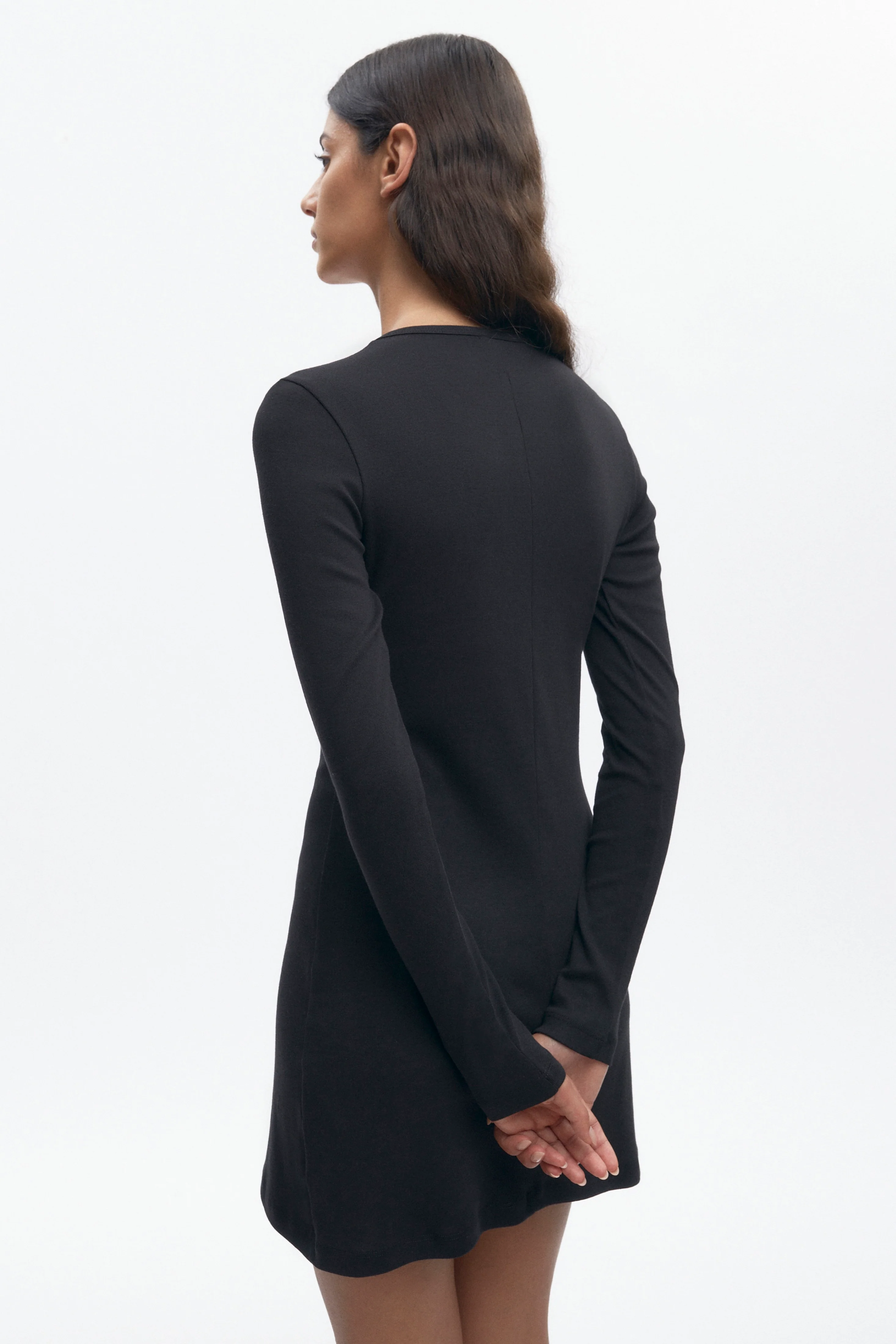 Women's Longsleeve Mini Dress in Black - Image 3