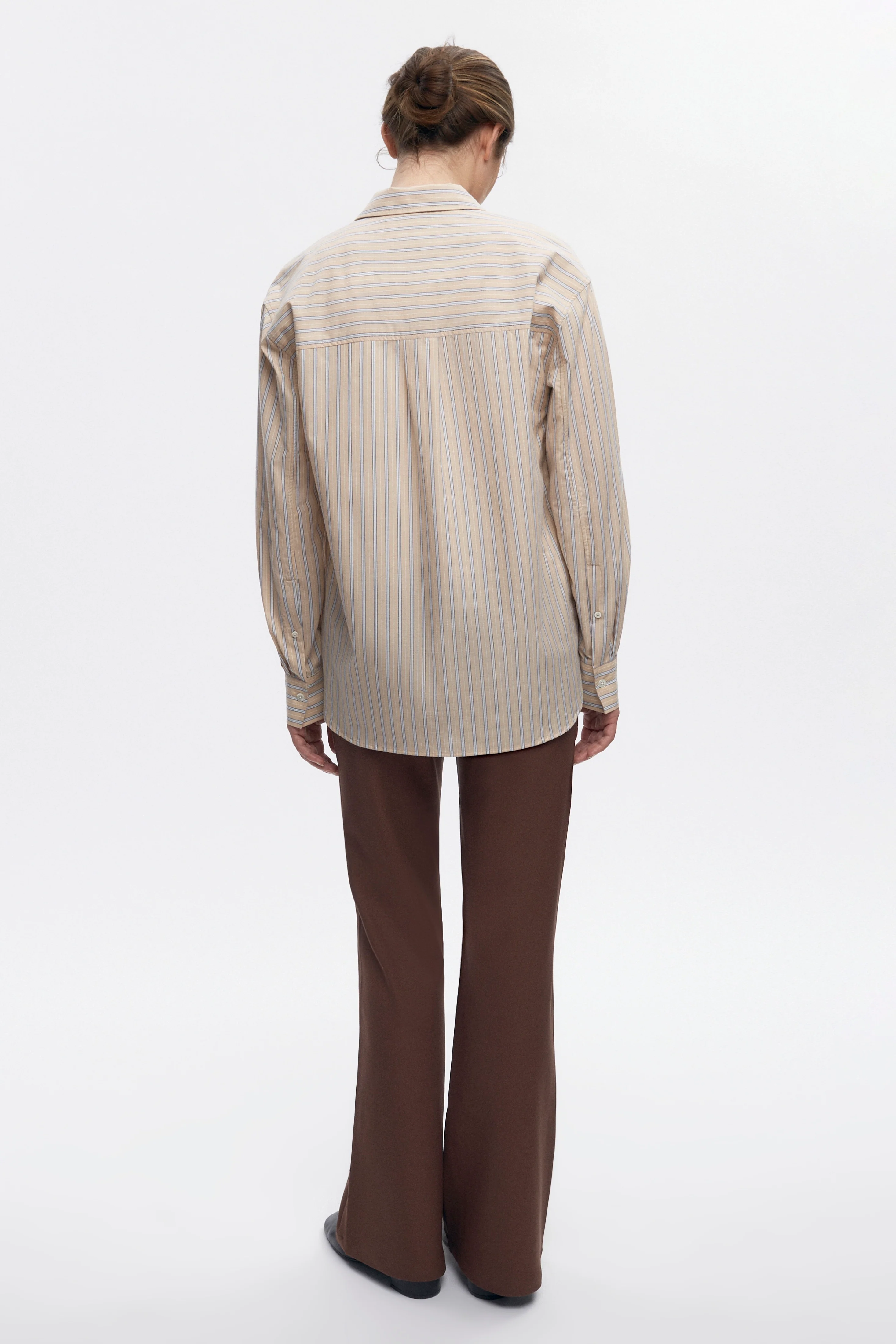 Women's Merire Stripe Shirt in Dove/Marshmallow Stripe - Image 4