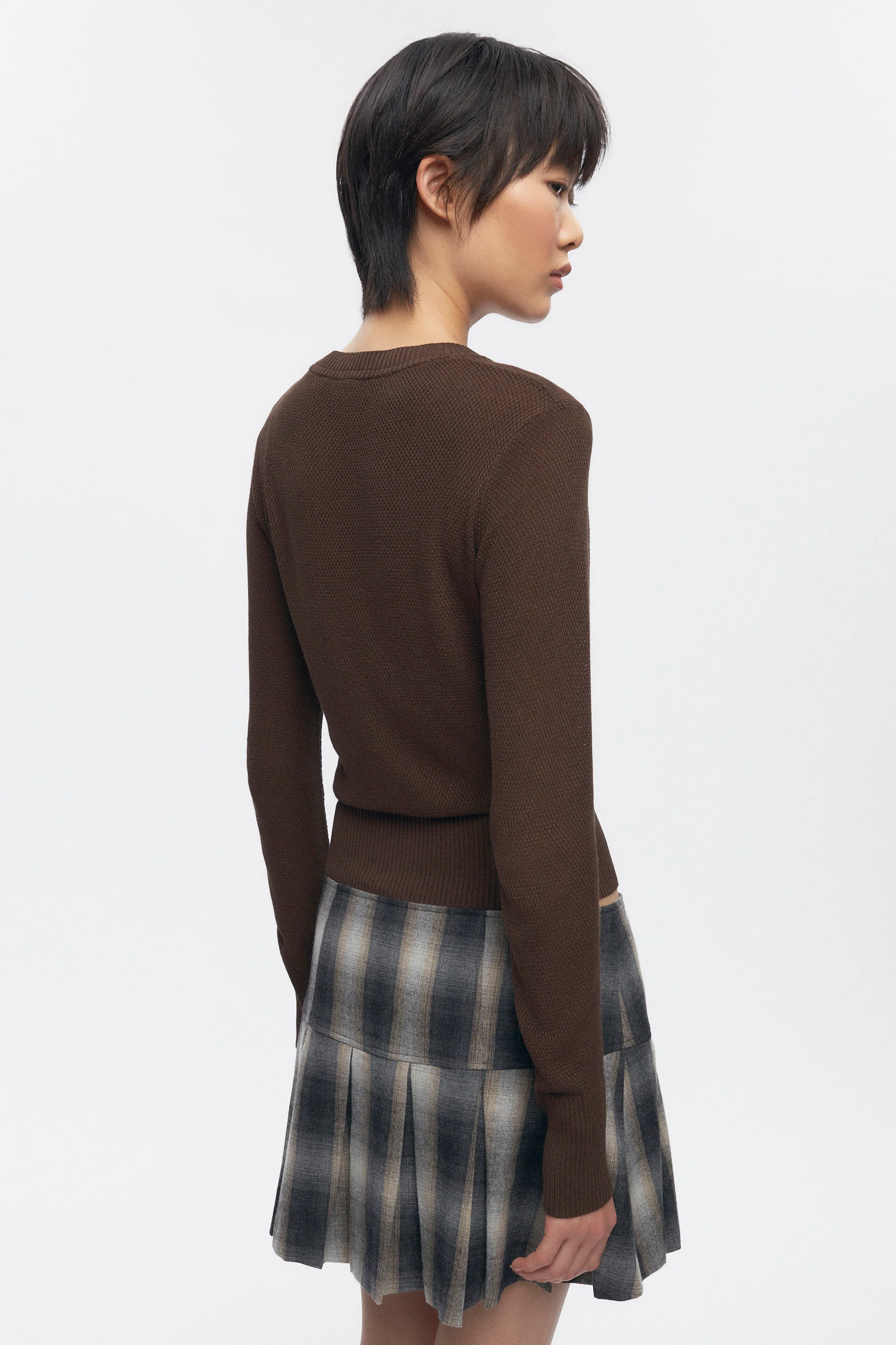Women's Mesh Rib Longsleeve in Cocoa - Image 4