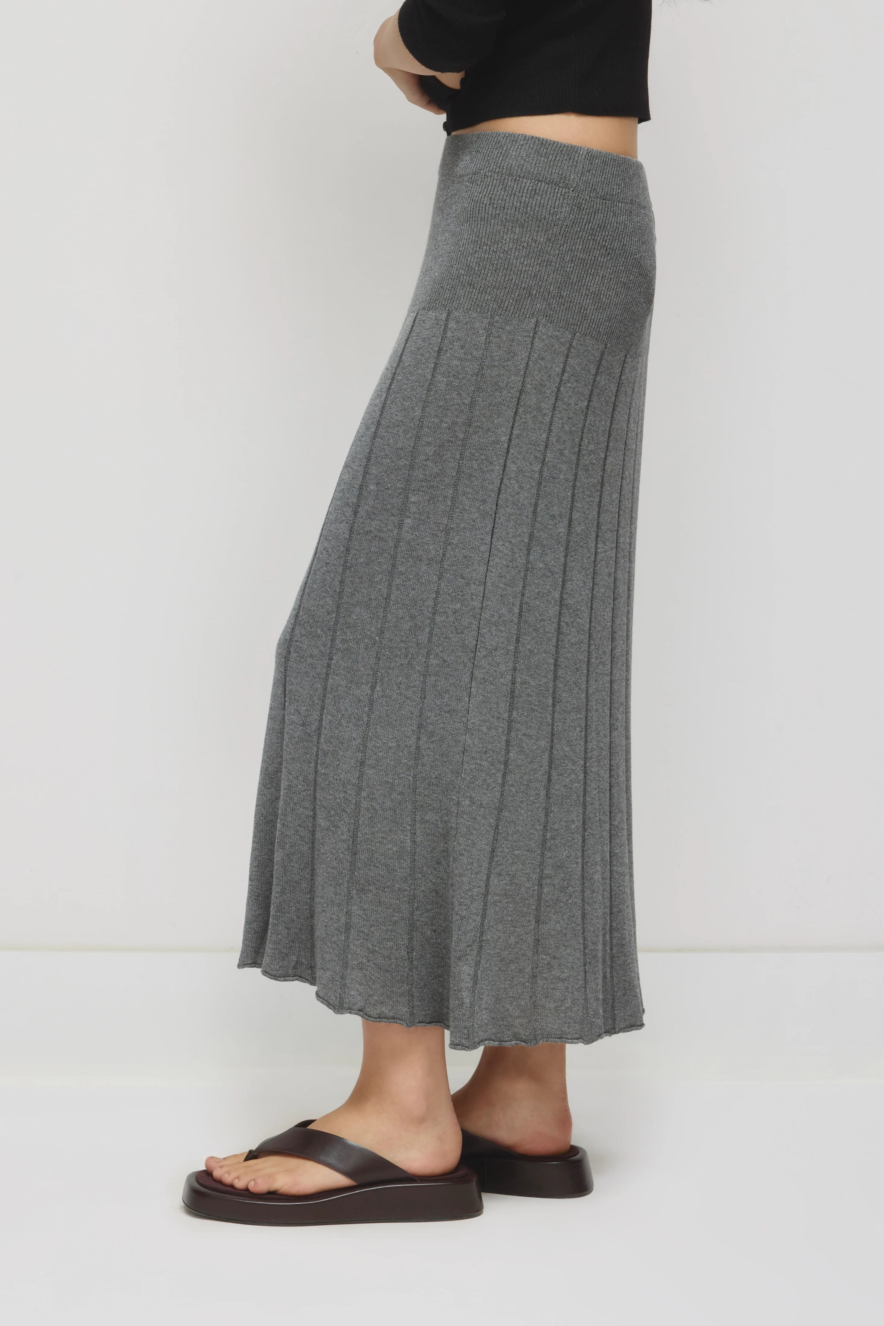Women's Mesh Skirt in Charcoal - Image 3