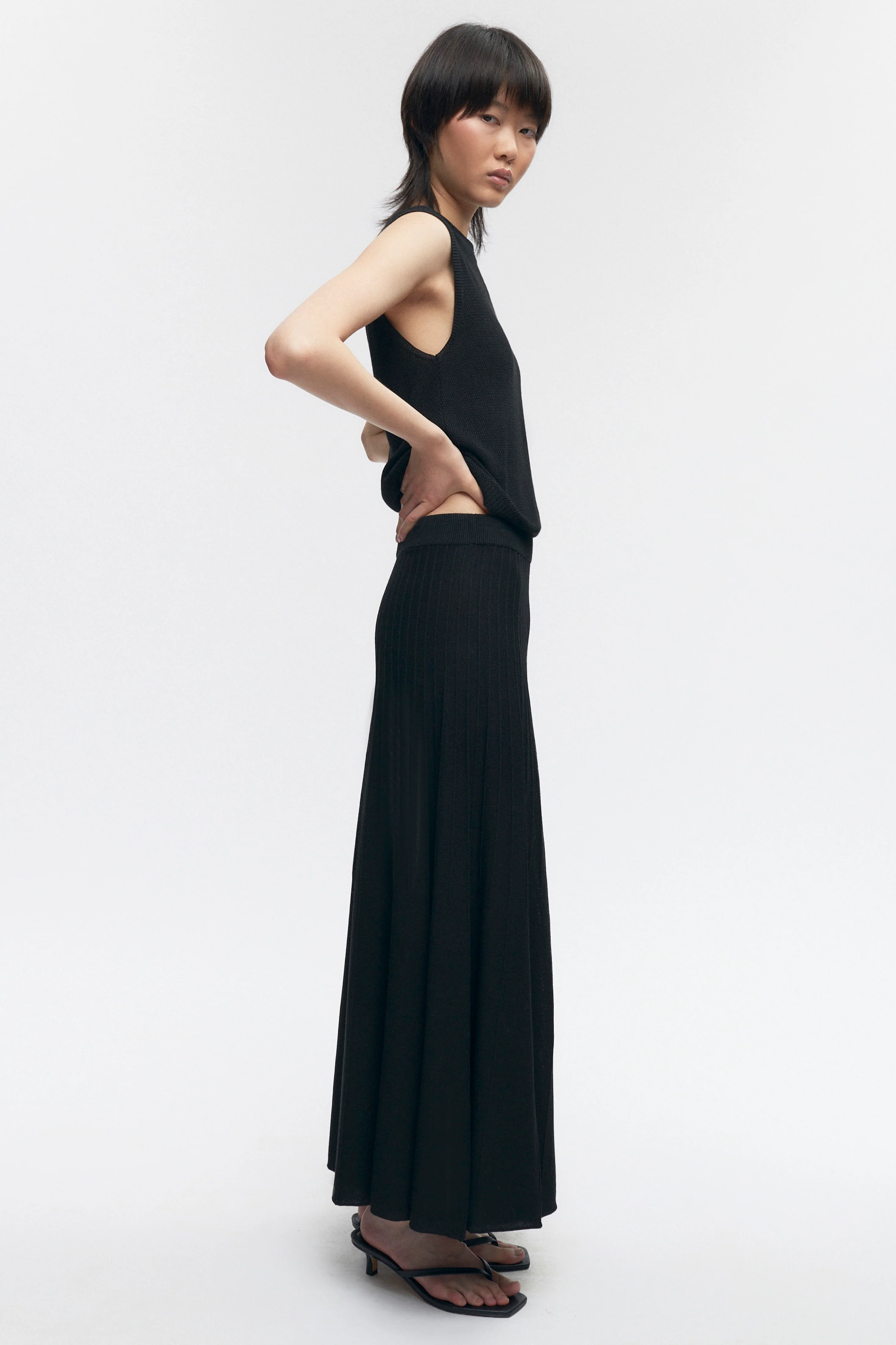 Women's Mesh Sleeveless Tee in Black - Image 5