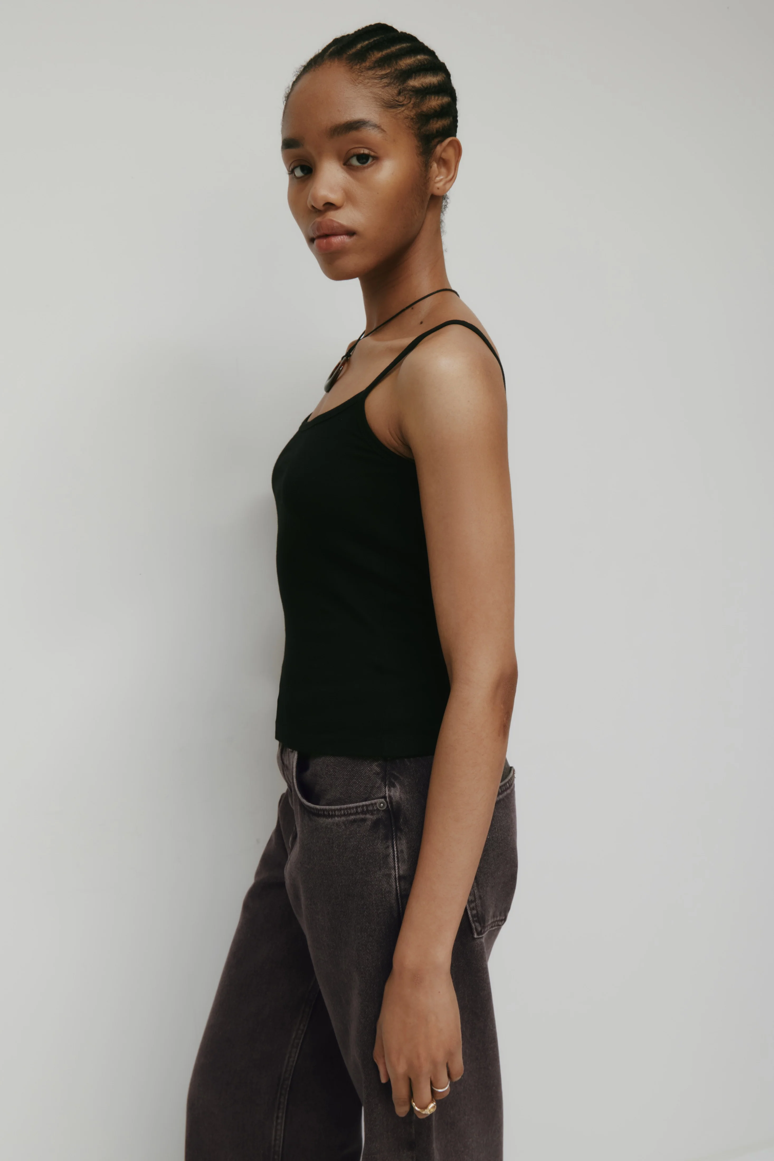 Women's Micro Rib Cami in Black - Image 3