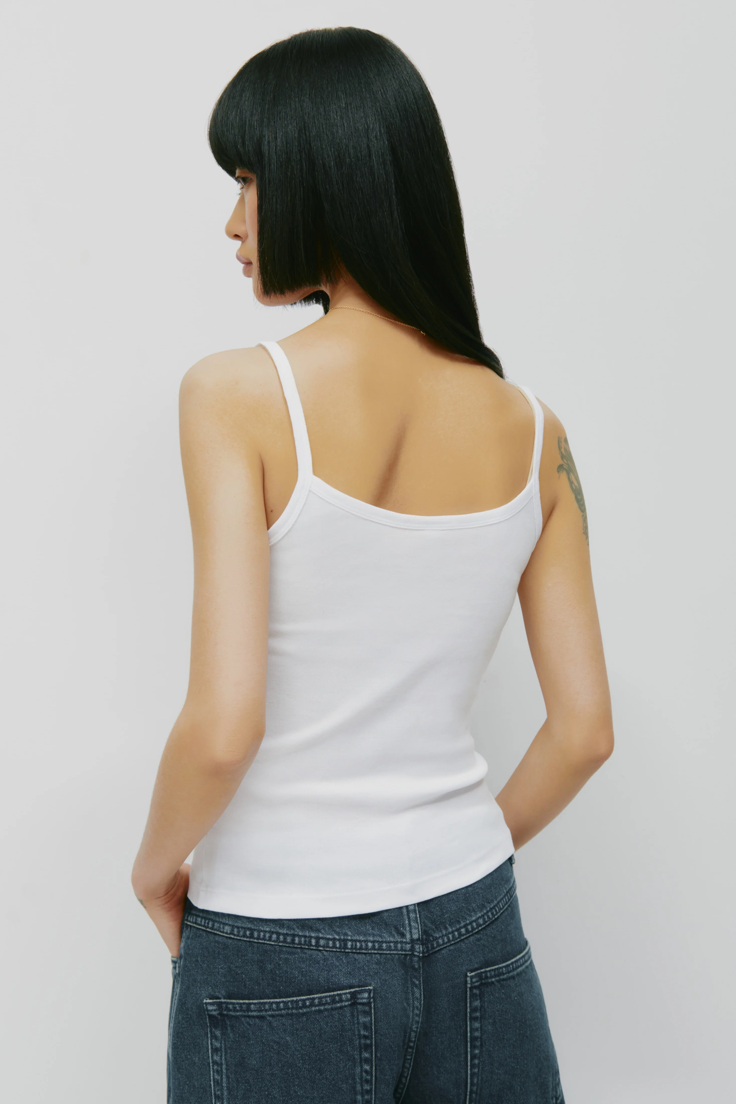 Women's Micro Rib Cami in White - Image 5