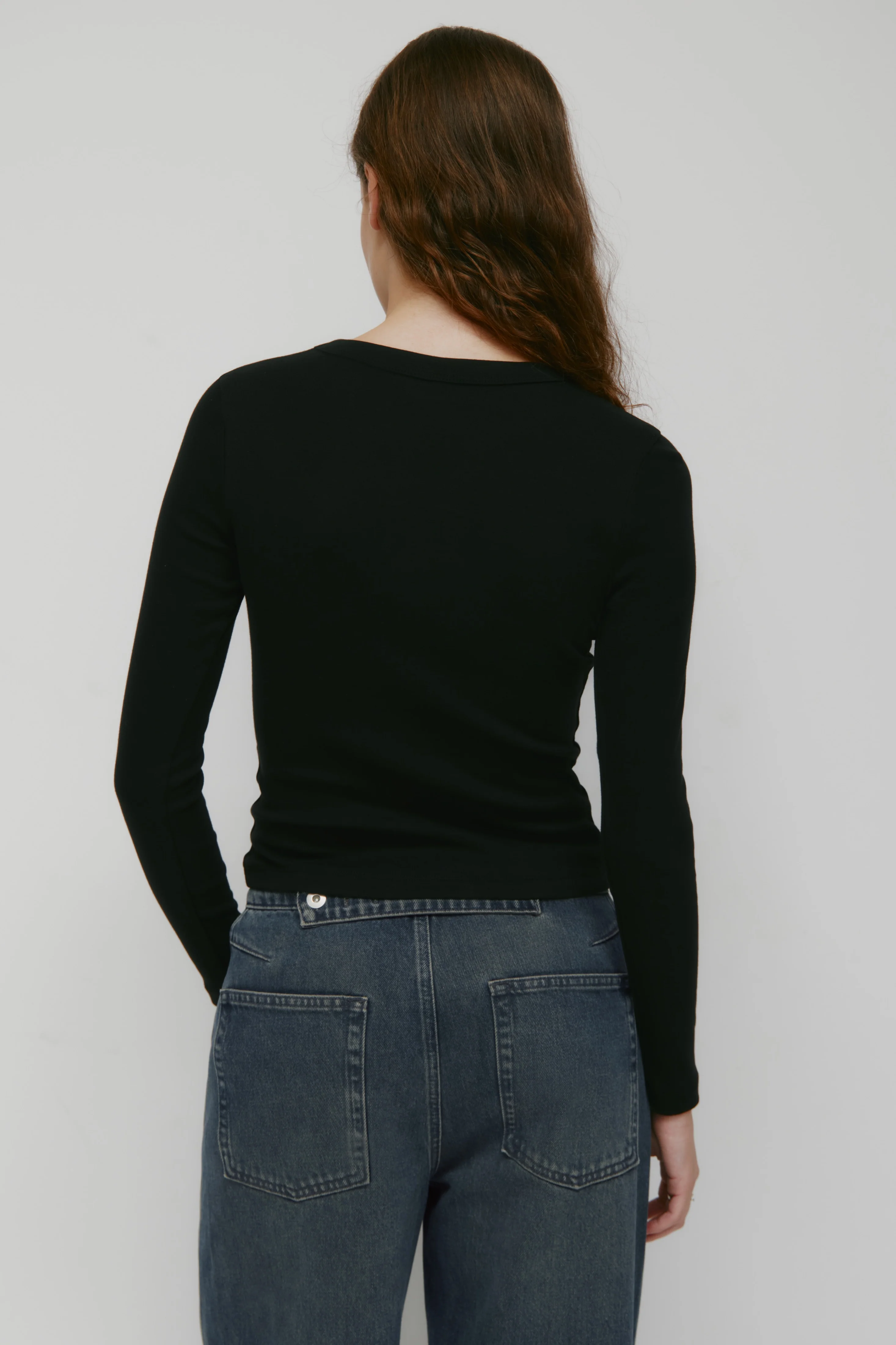 Women's Micro Rib Longsleeve in Black - Image 4