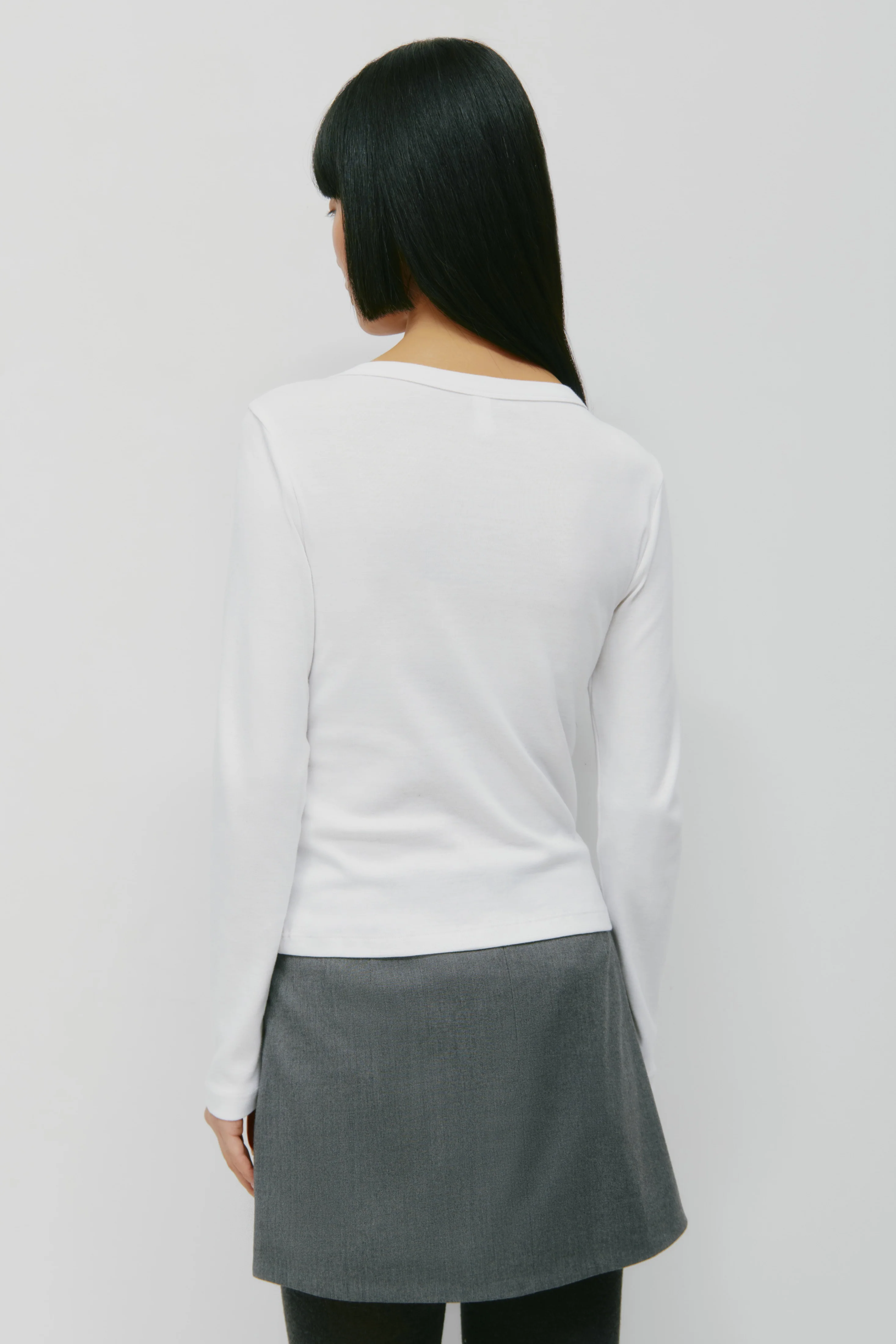 Women's Micro Rib Longsleeve in White - Image 4