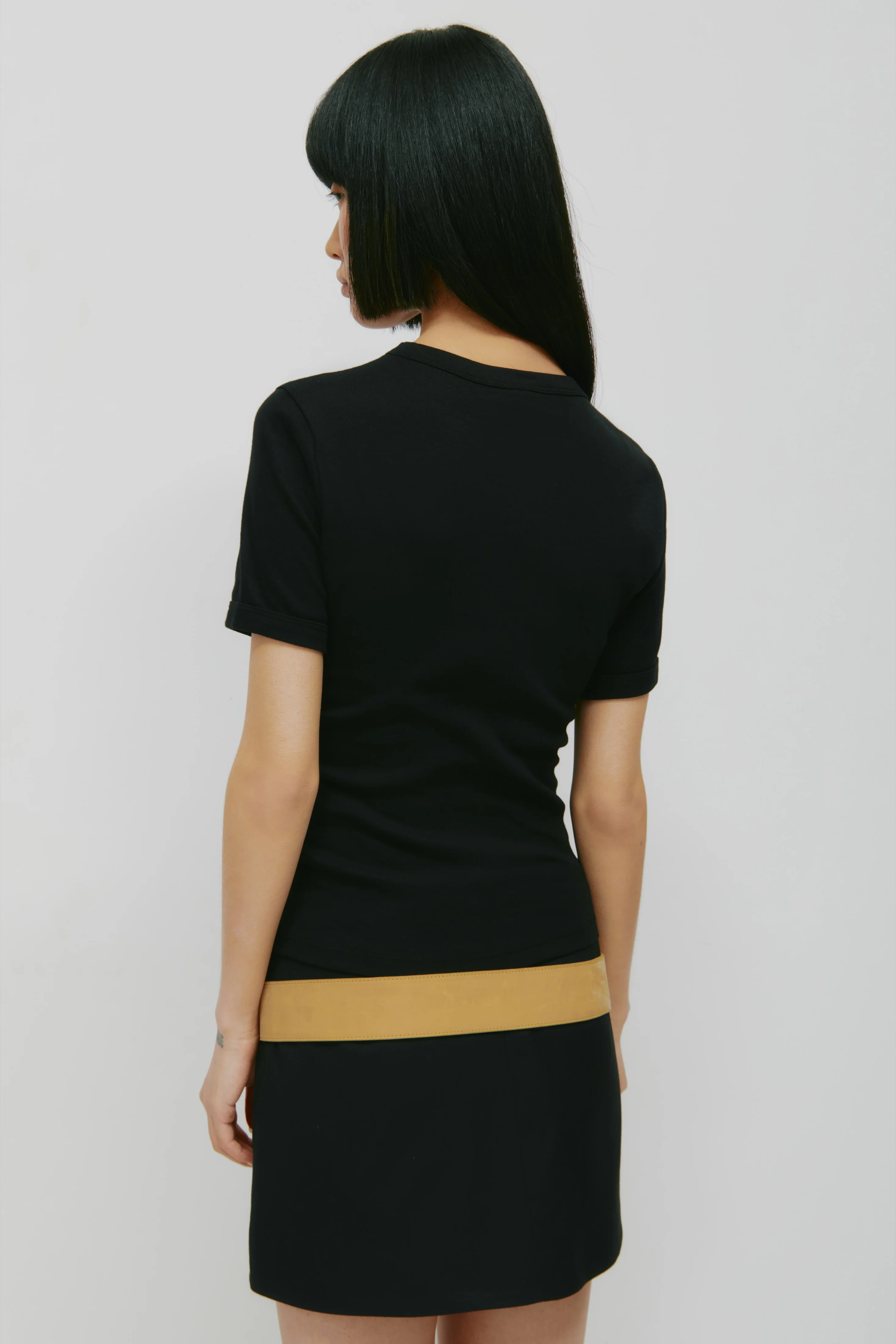 Women's Micro Rib Tee in Black - Image 4