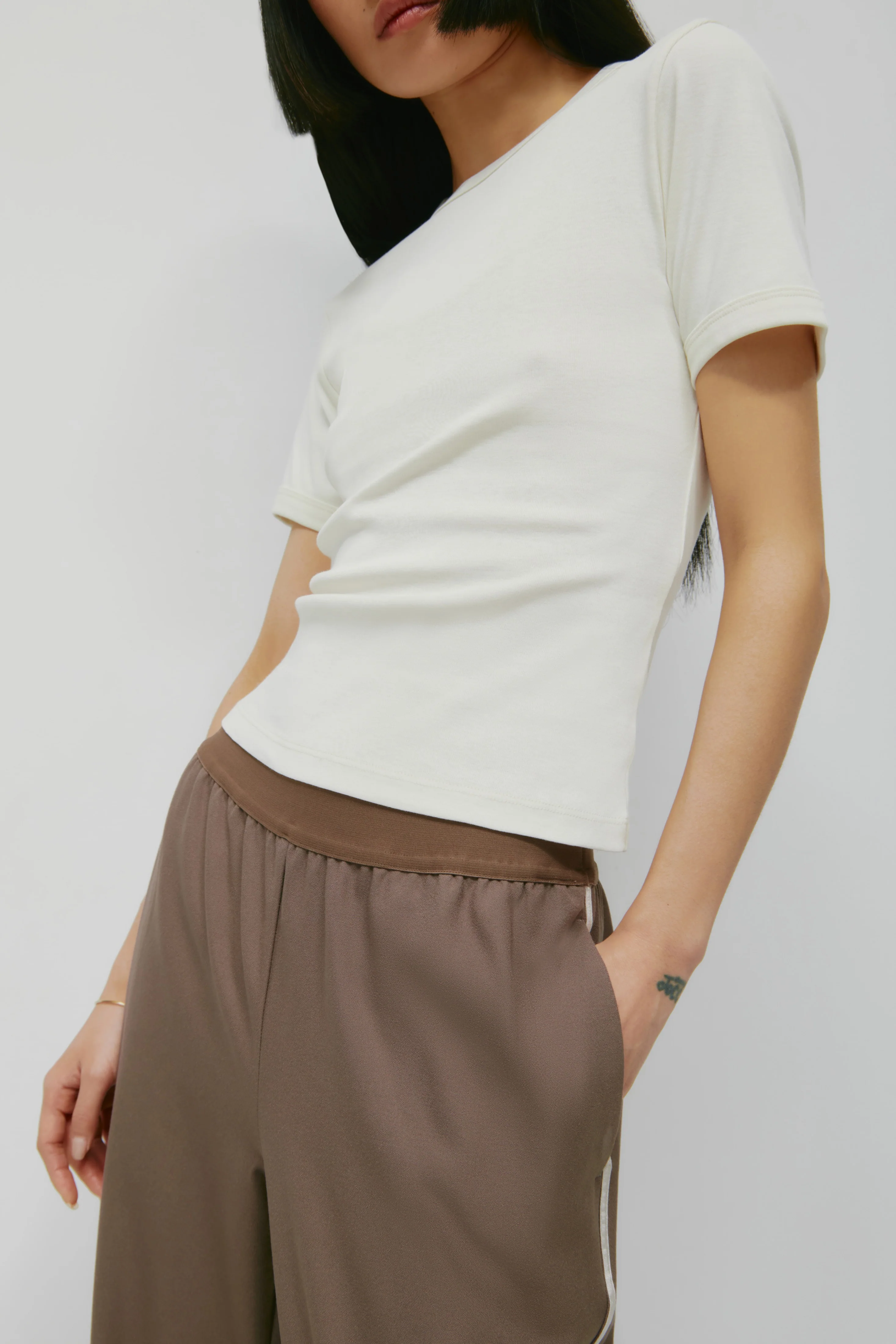 Women's Micro Rib Tee in Marshmallow - Image 3