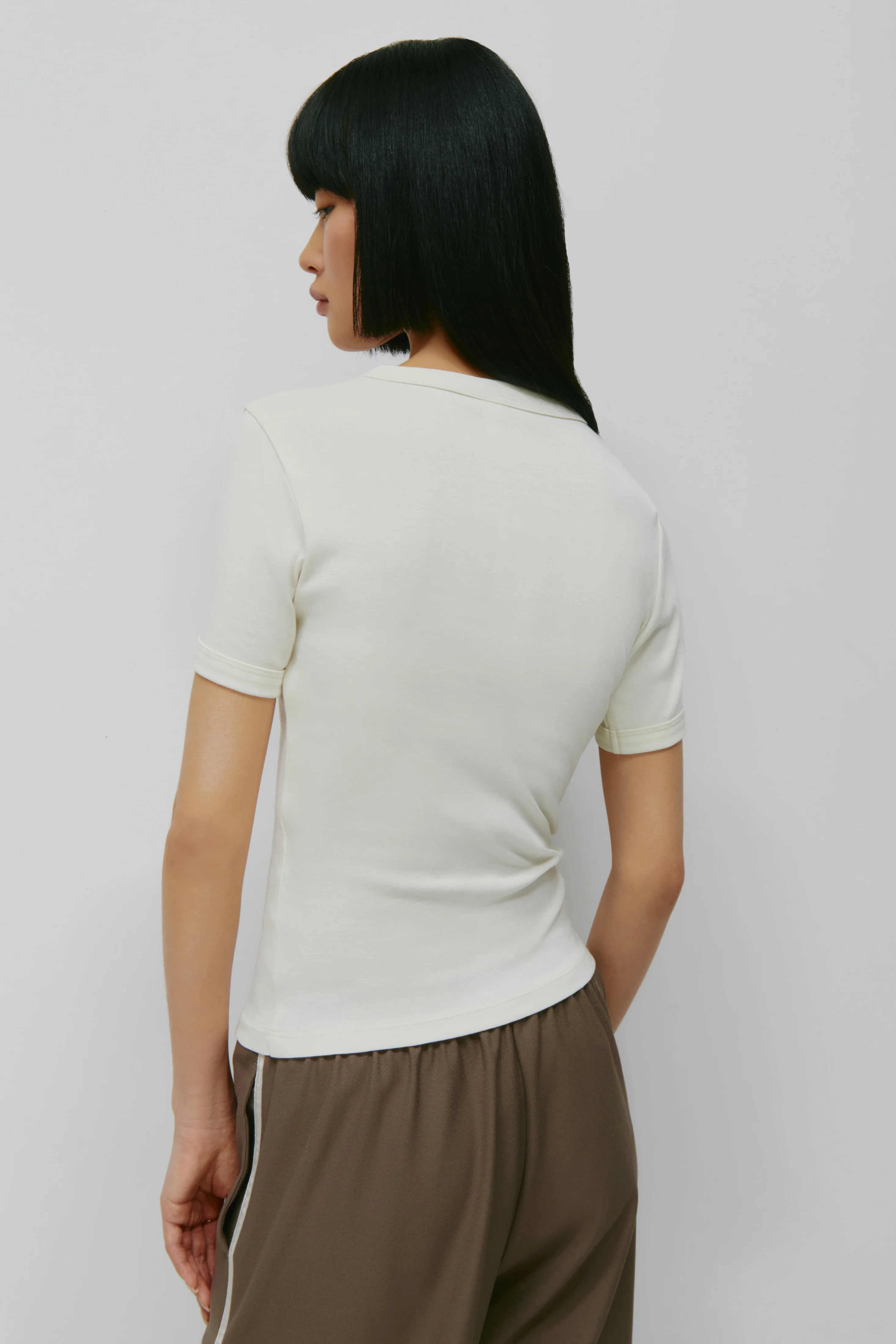 Women's Micro Rib Tee in Marshmallow - Image 5