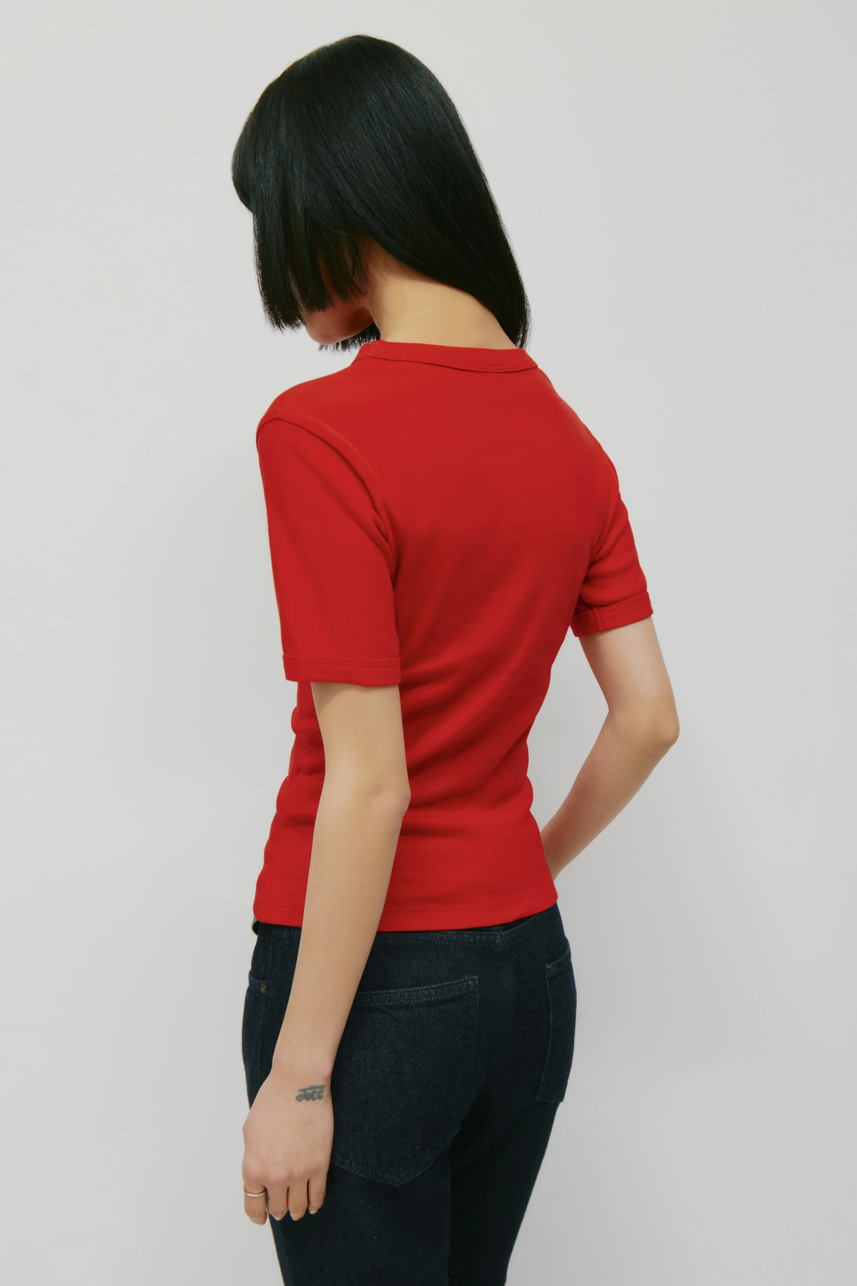 Women's Micro Rib Tee in Salsa - Image 4