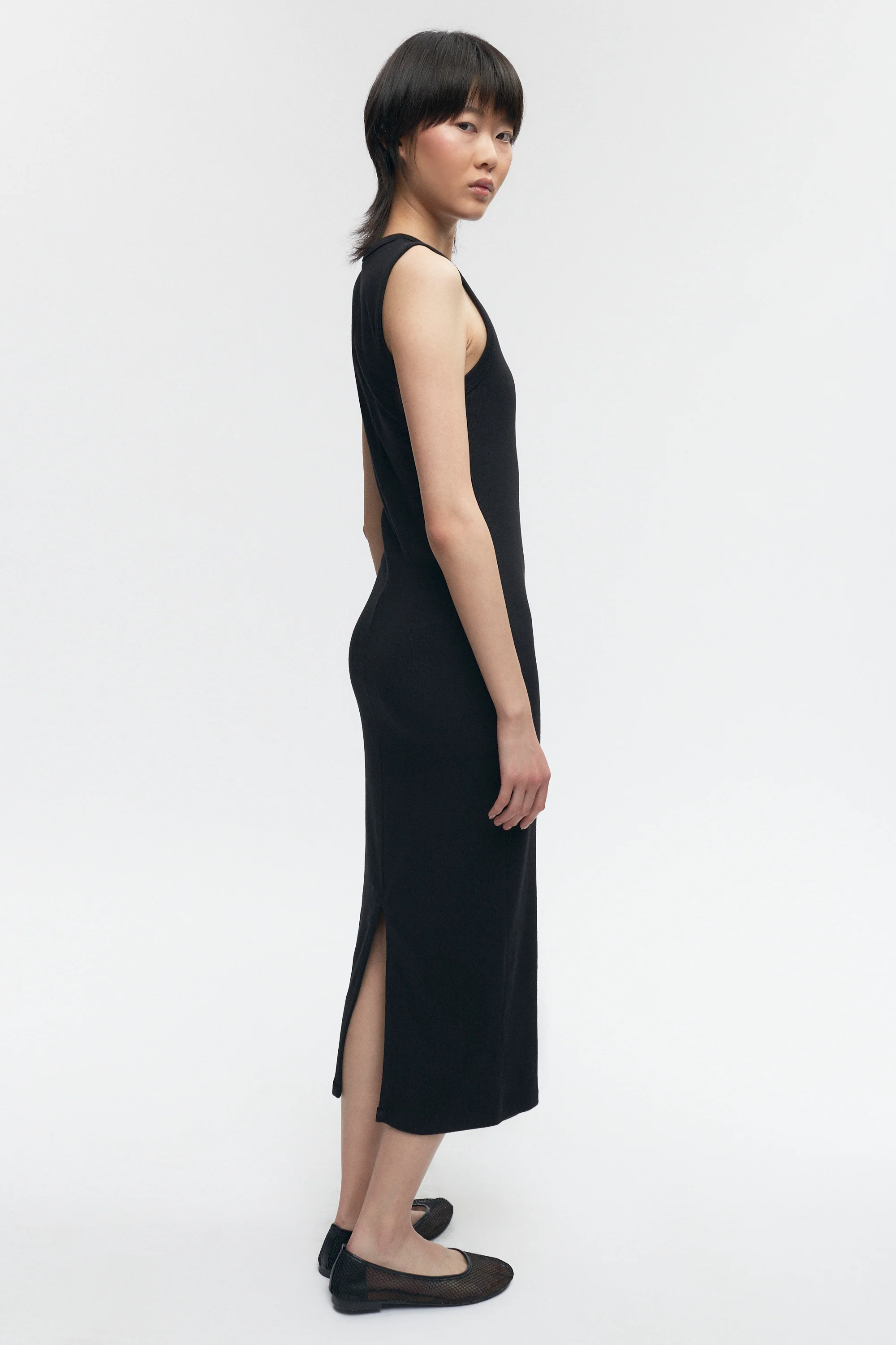 Women's Midi Racer Dress in Black - Image 3