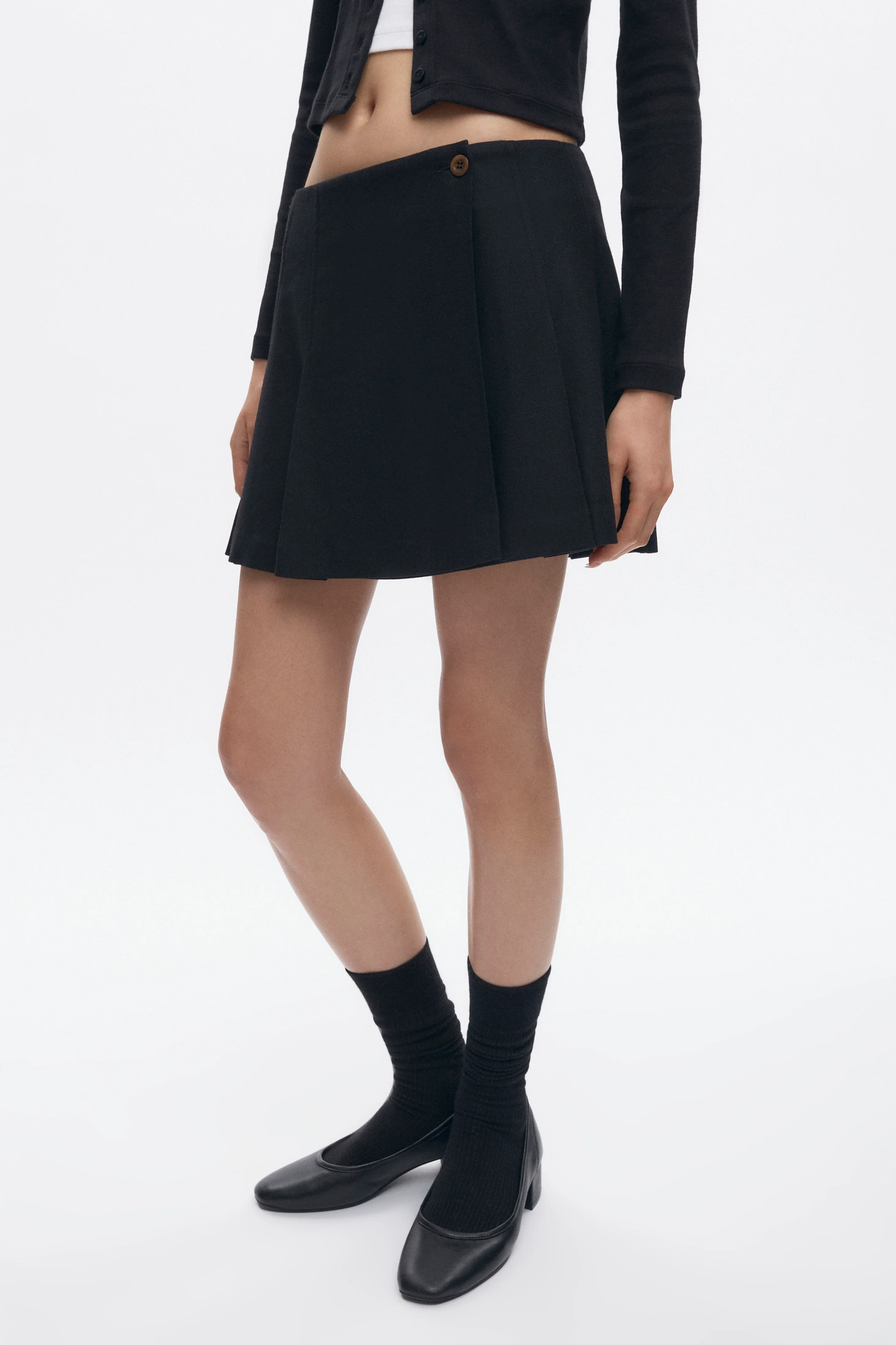 Women's Muna Pleated Mini Skirt in Black - Image 3