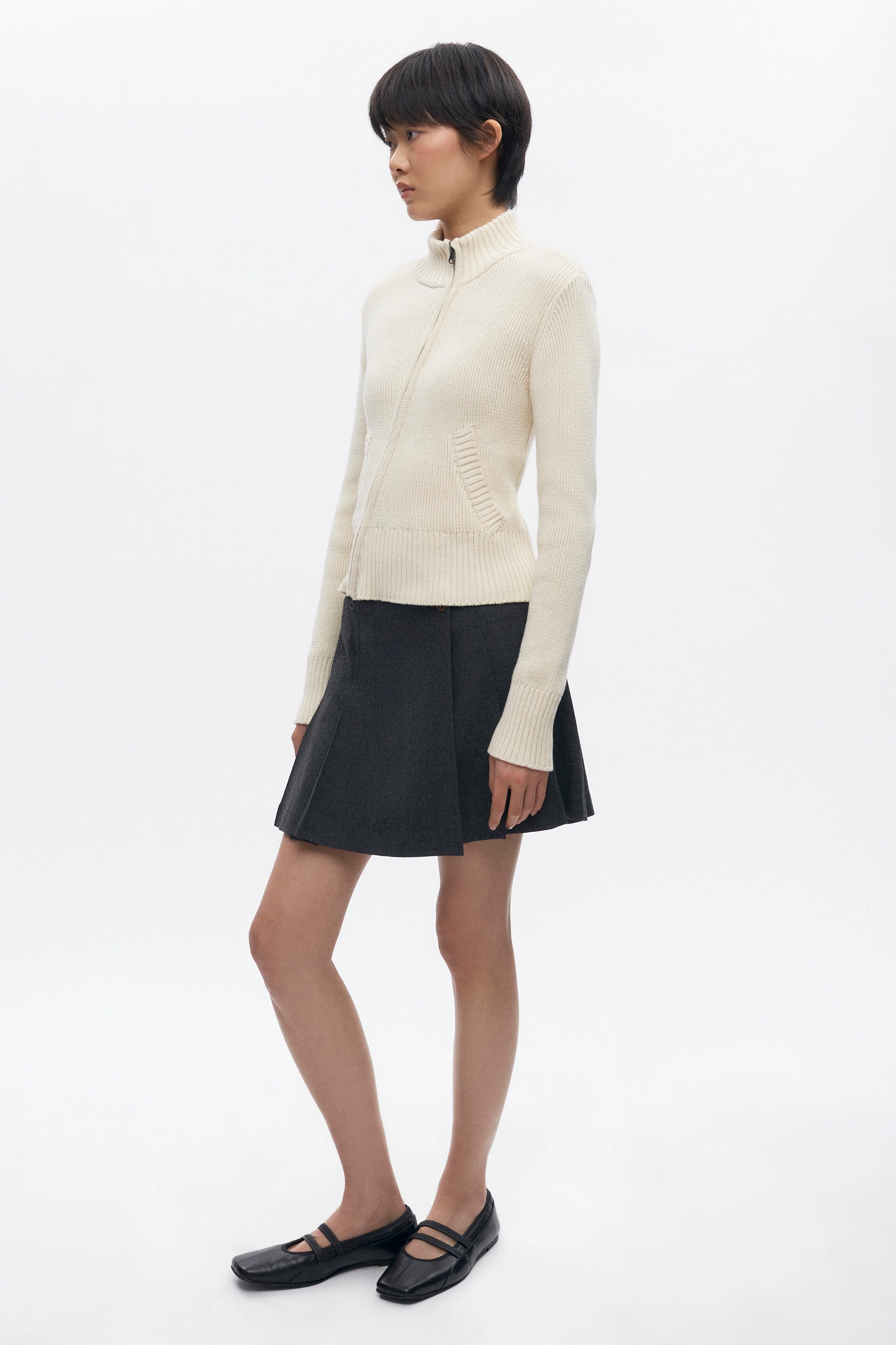 Women's Muna Pleated Mini Skirt in Charcoal - Image 5