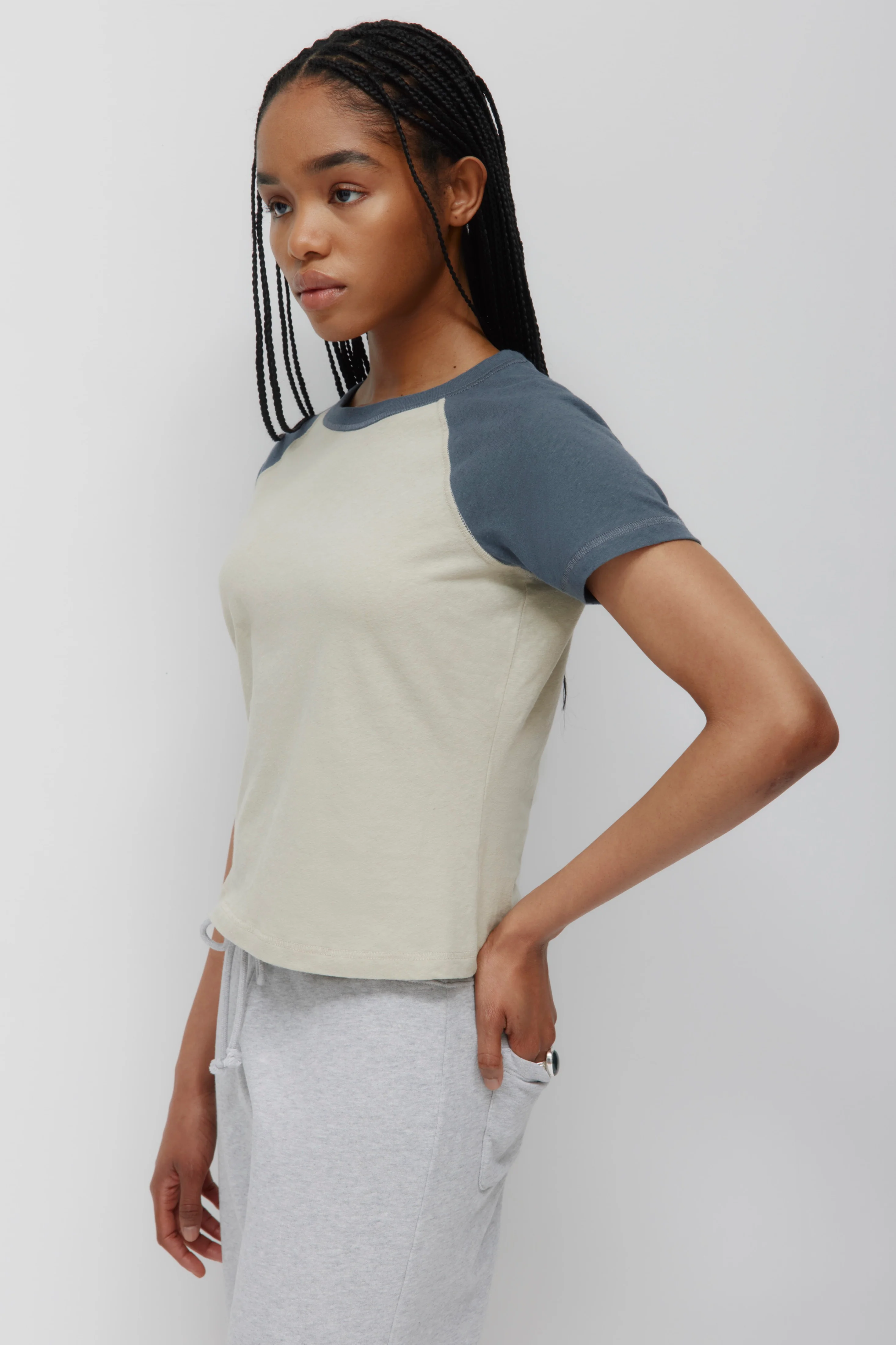 Women's Nassim Varsity Tee in Dune Grass/Dark Slate - Image 3
