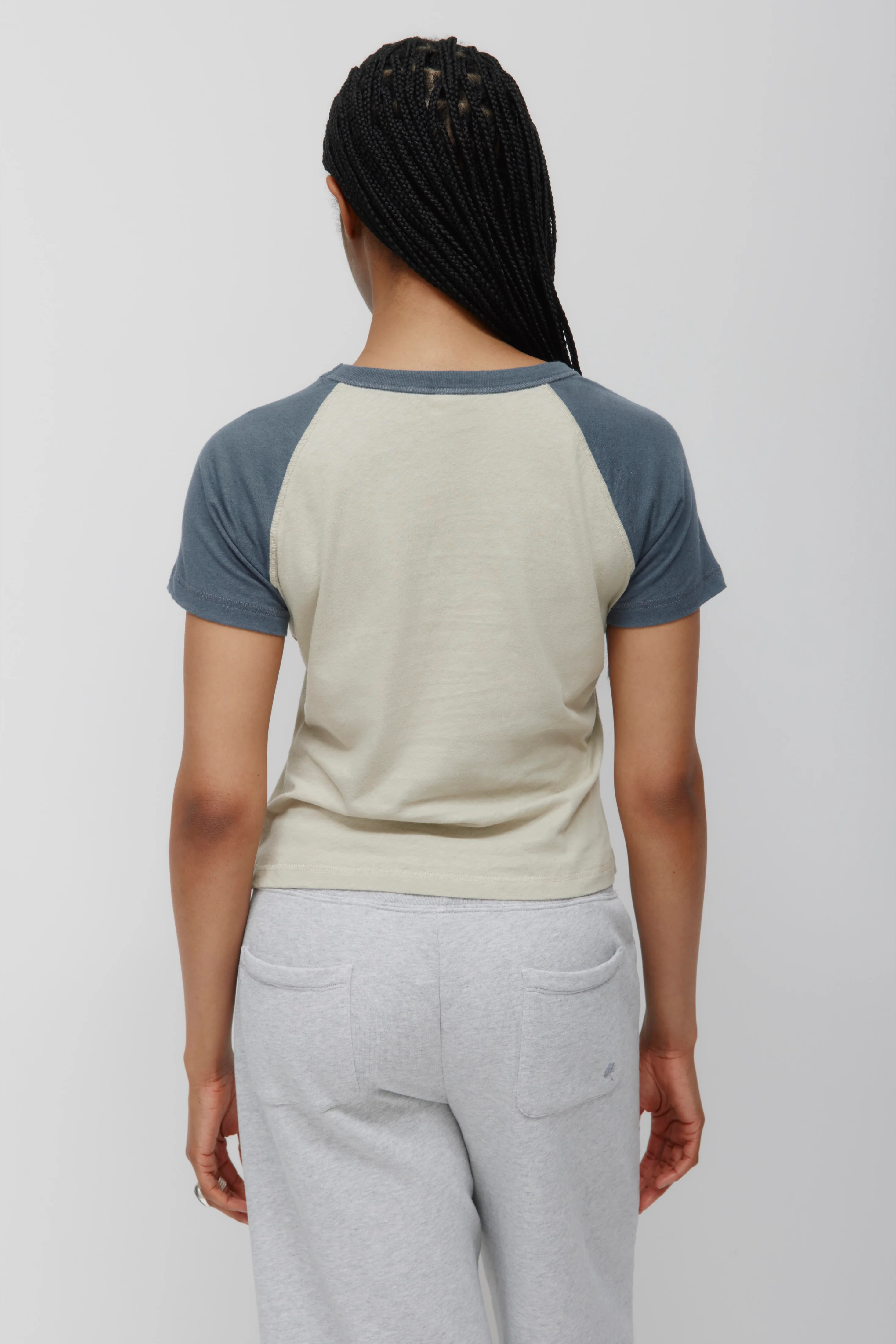 Women's Nassim Varsity Tee in Dune Grass/Dark Slate - Image 4