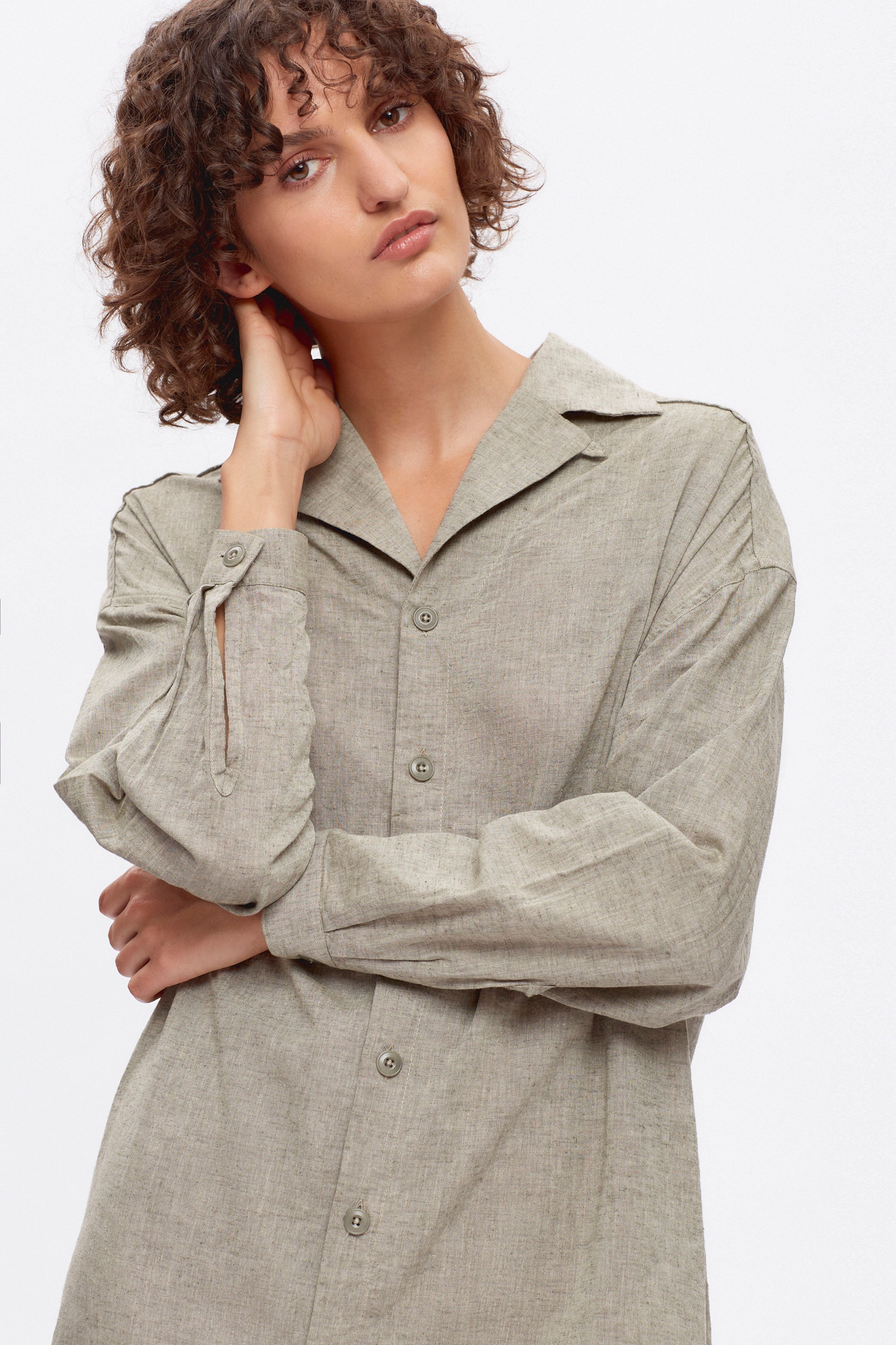 Women's Nawal Dress in Dusty Olive - Image 3