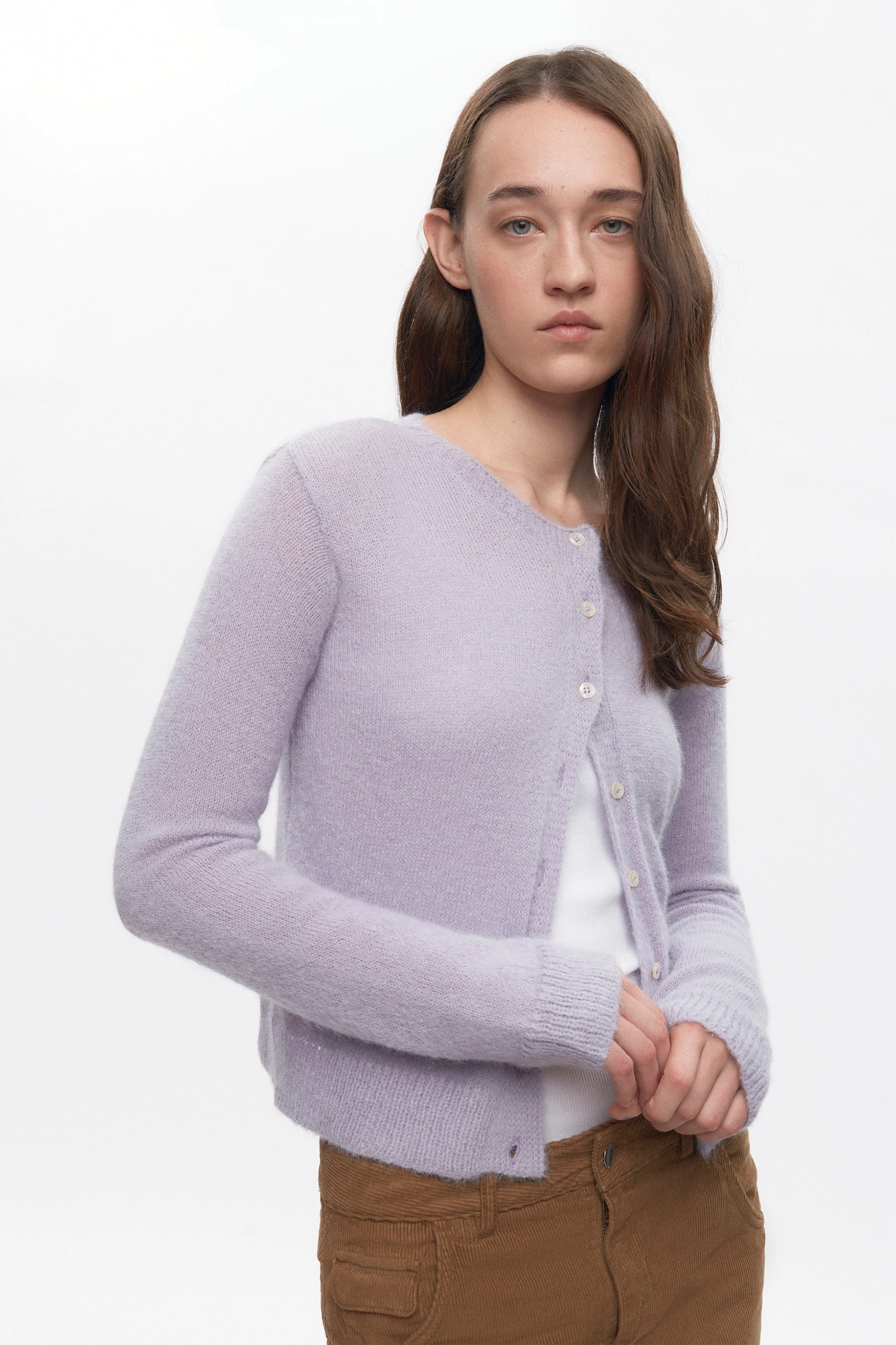Women's Noor Fuzzy Cardigan in Mauve - Image 3