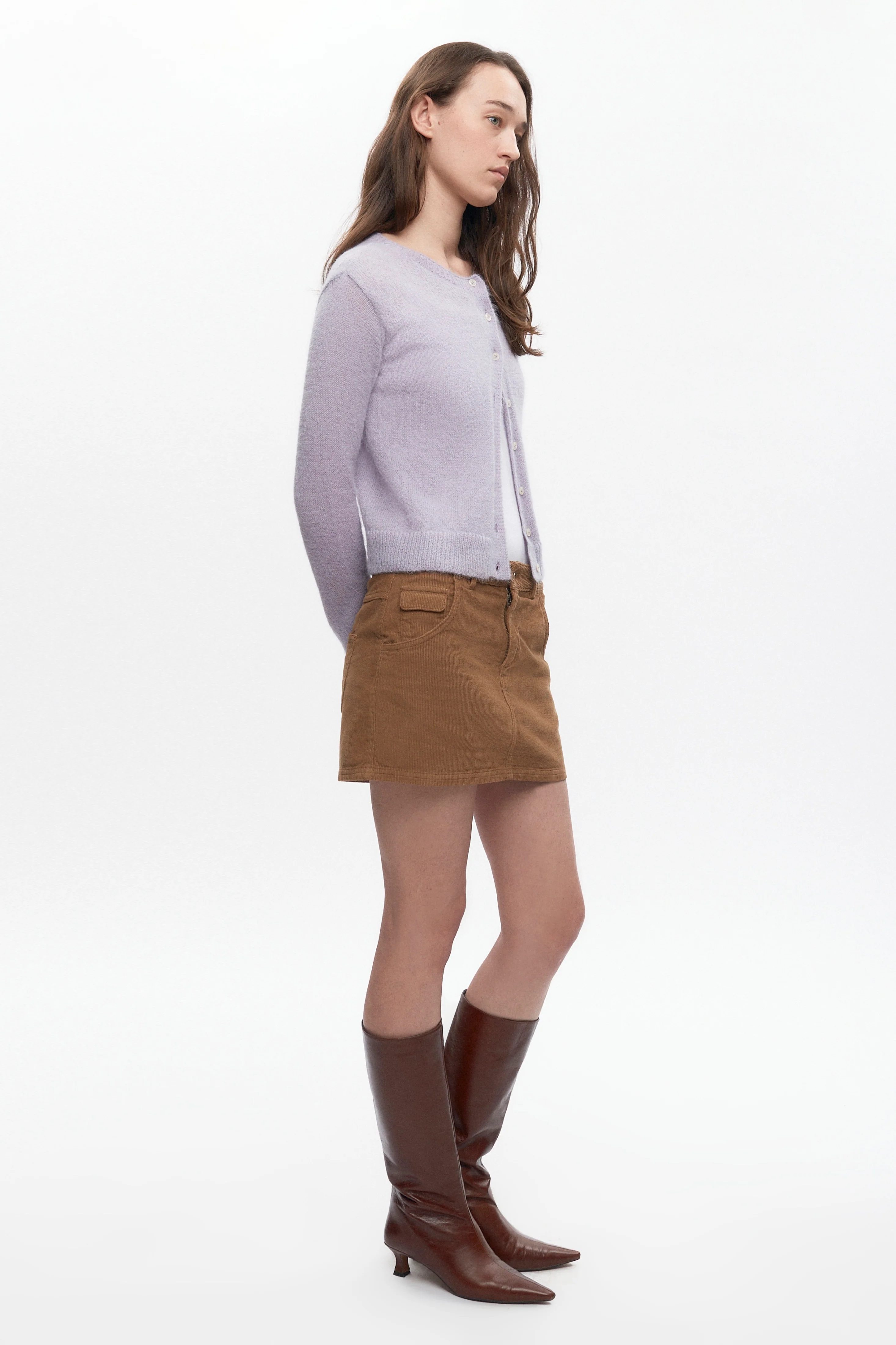 Women's Noor Fuzzy Cardigan in Mauve - Image 5