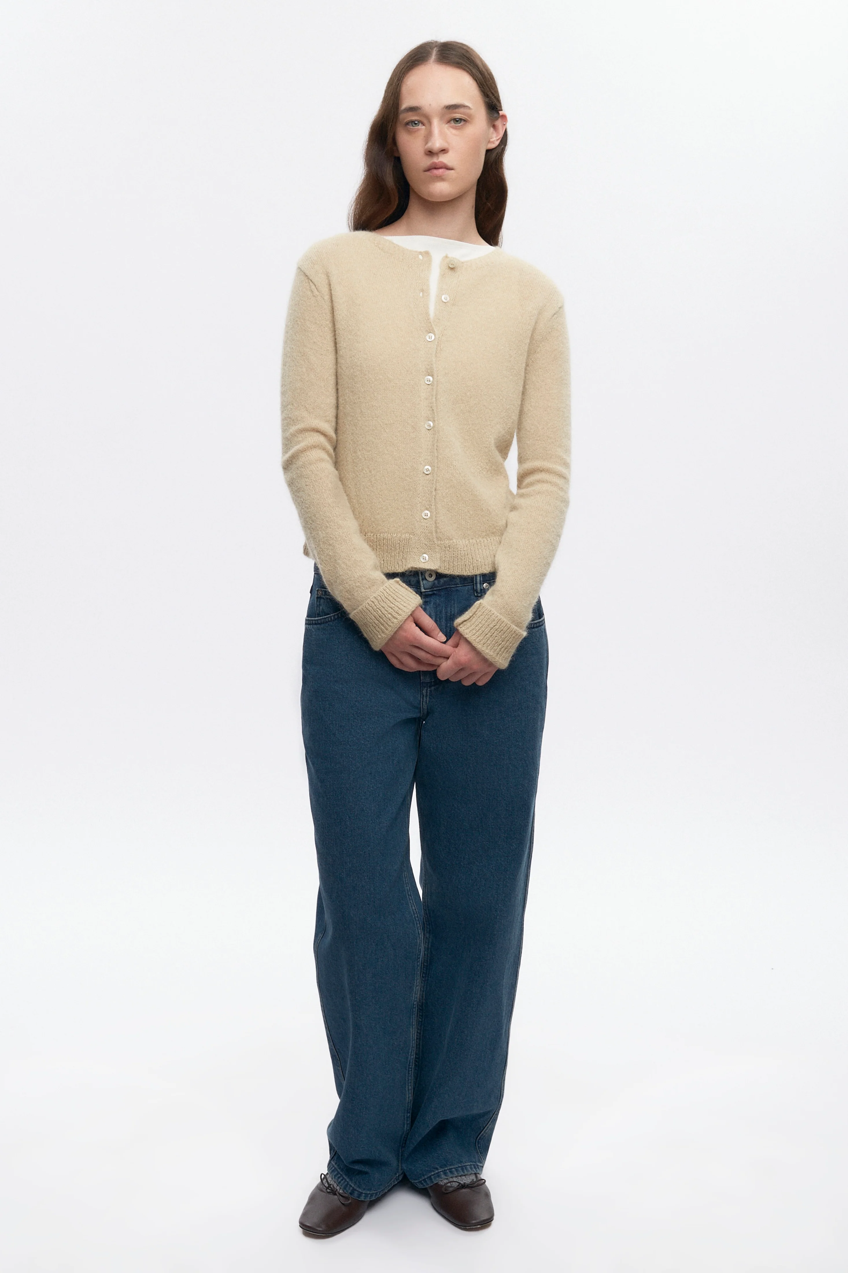 Women's Noor Fuzzy Cardigan in Sand - Image 3
