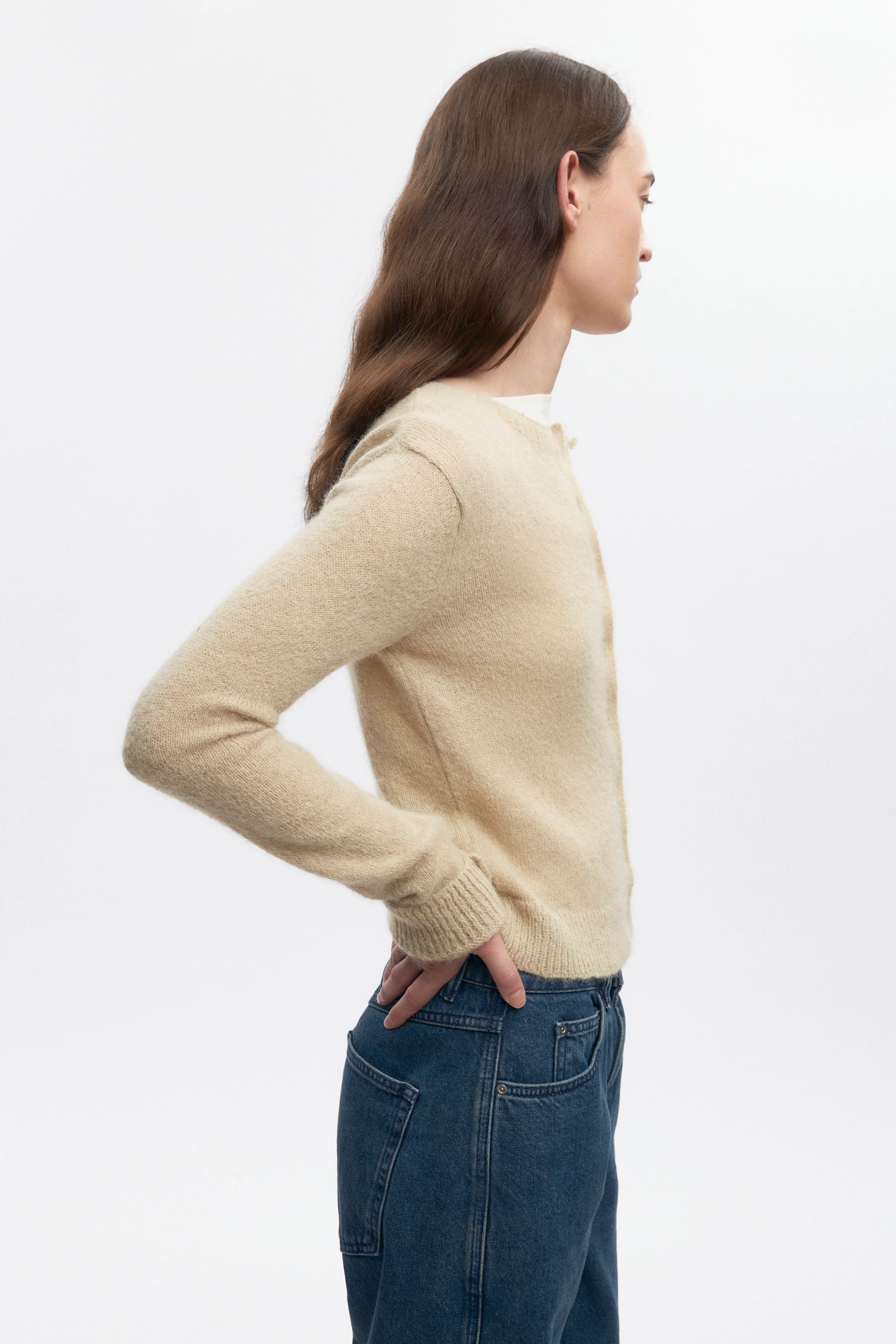 Women's Noor Fuzzy Cardigan in Sand - Image 4