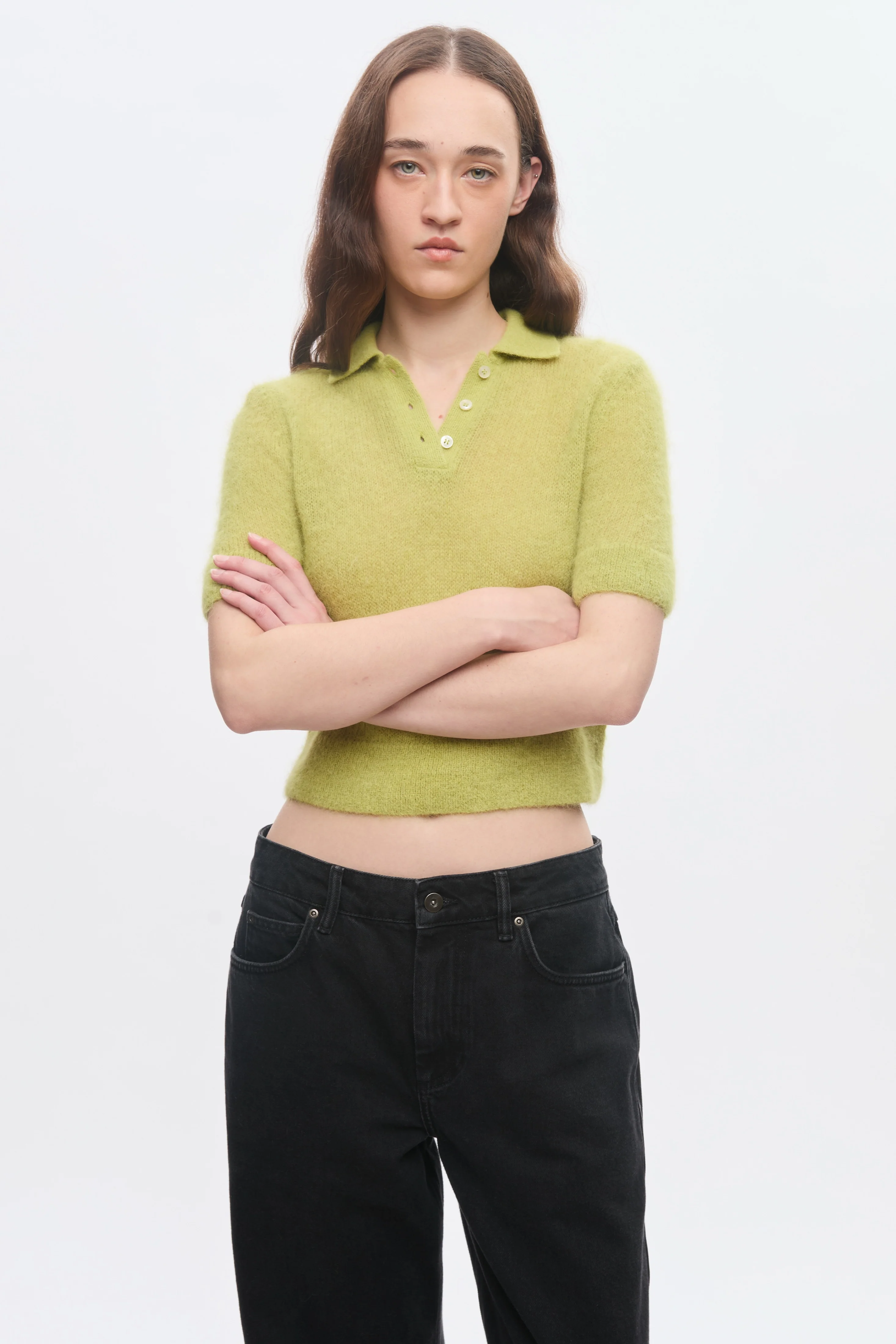 Women's Noor Fuzzy Polo in Hazel