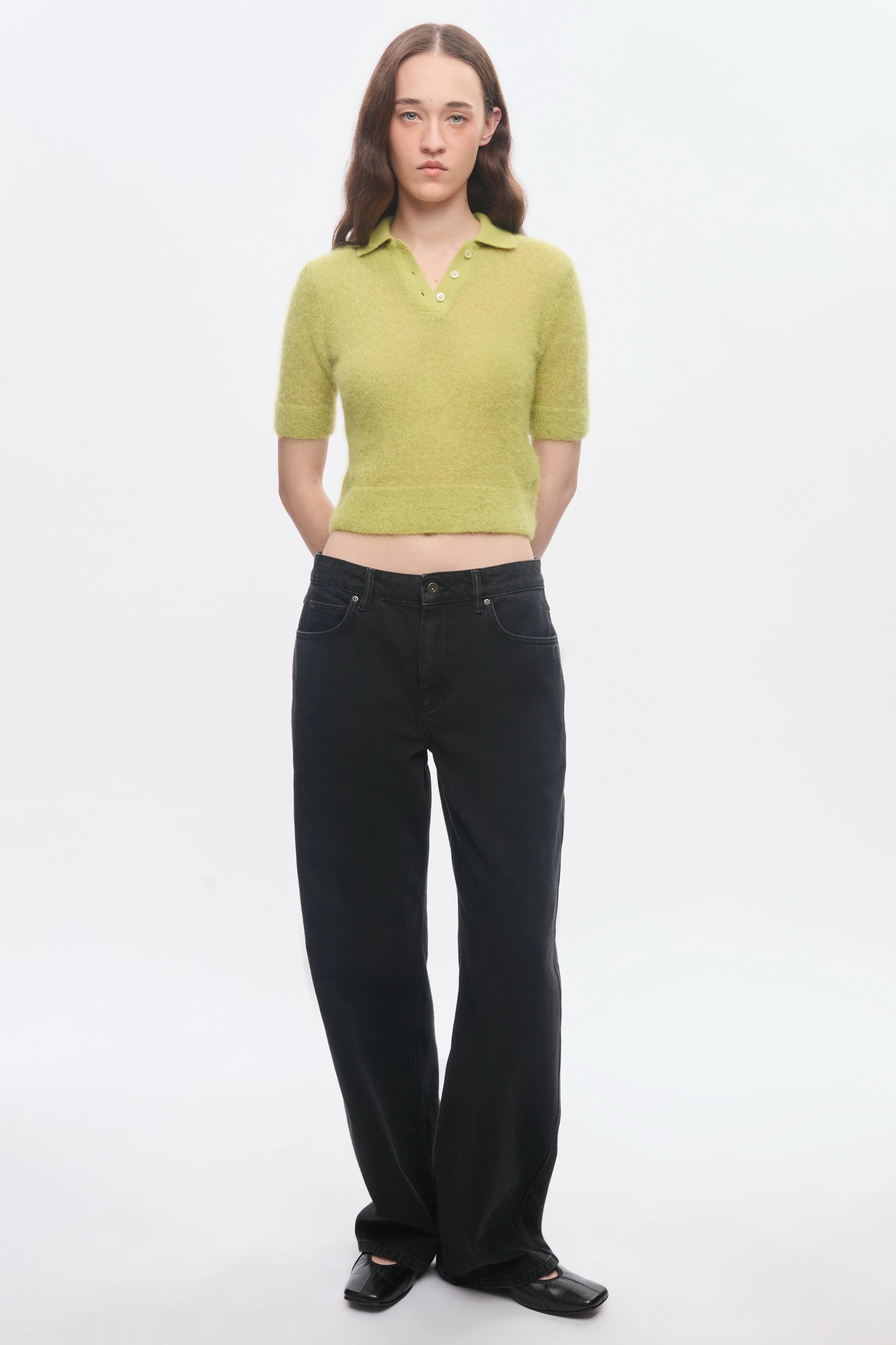 Women's Noor Fuzzy Polo in Hazel - Image 3