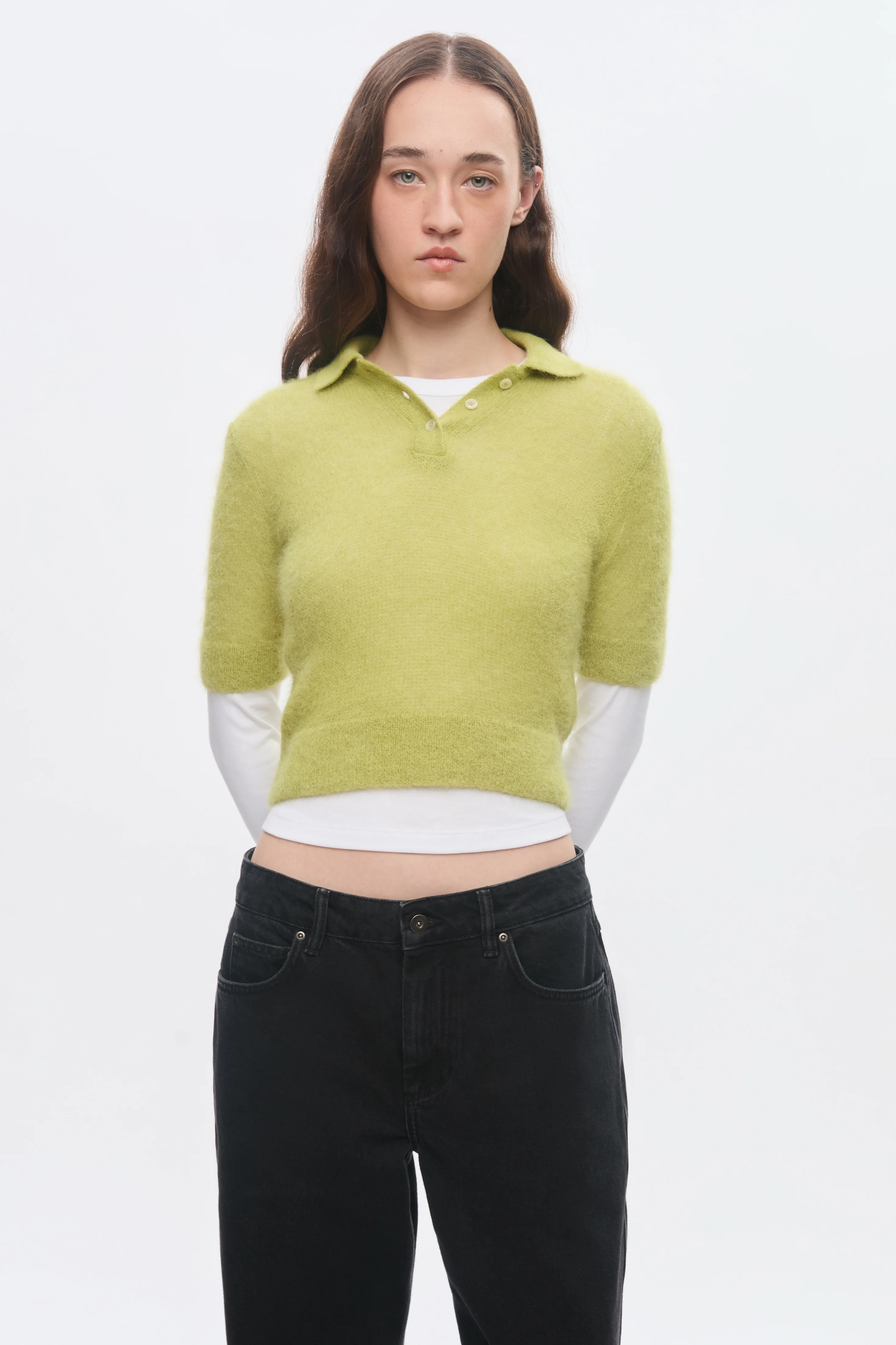 Women's Noor Fuzzy Polo in Hazel - Image 6