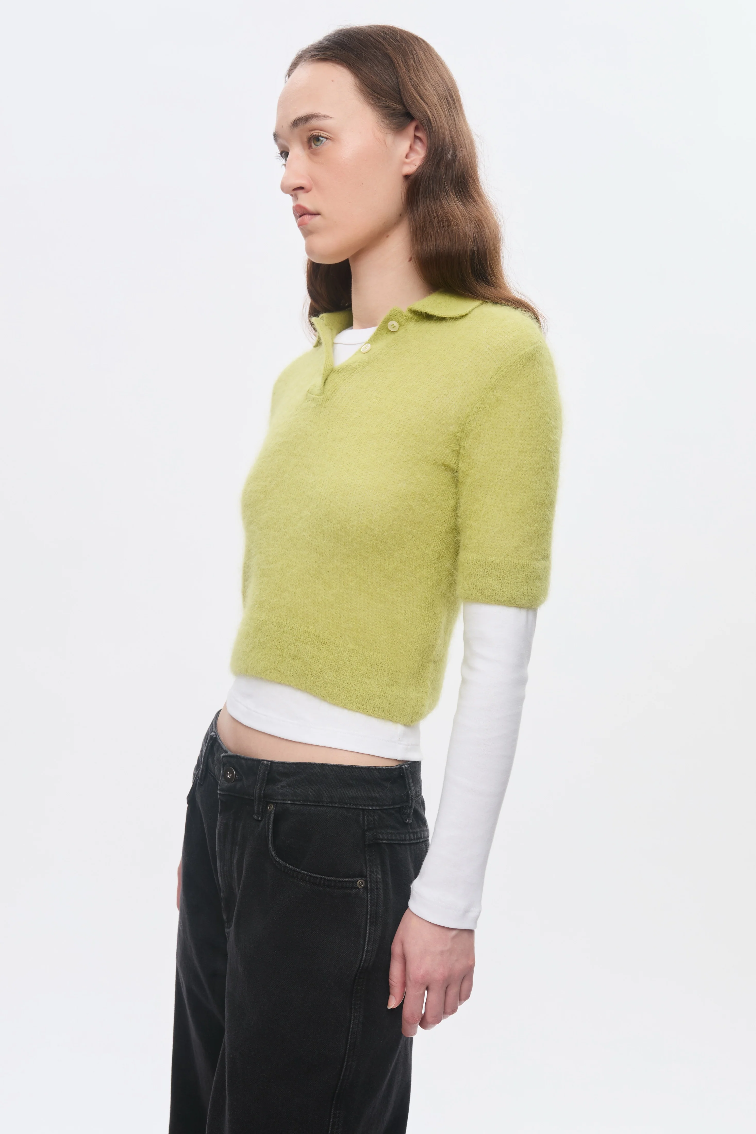 Women's Noor Fuzzy Polo in Hazel - Image 7