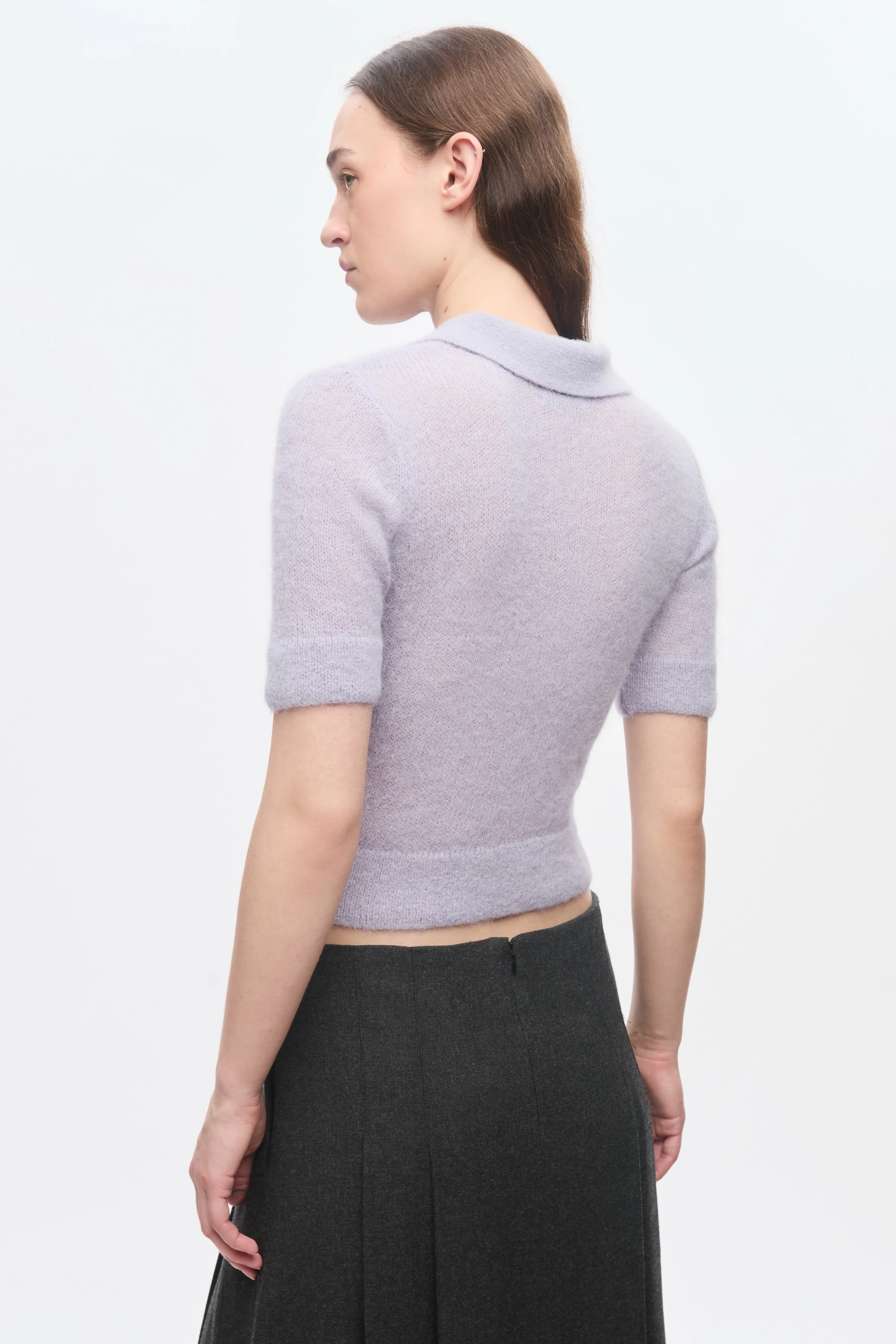 Women's Noor Fuzzy Polo in Mauve - Image 4