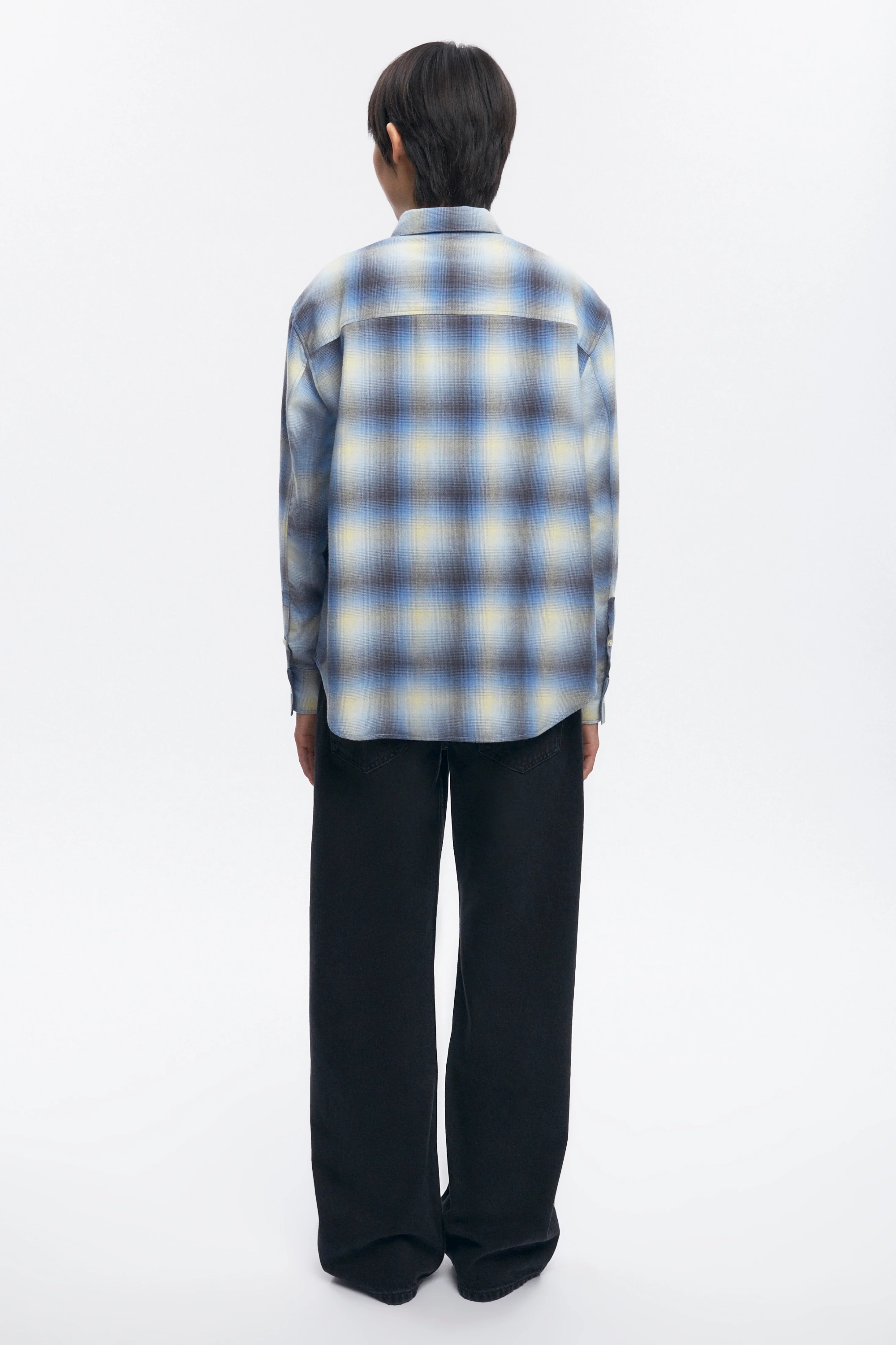 Women's Oversized Flannel Shirt in Blue Plaid - Image 6