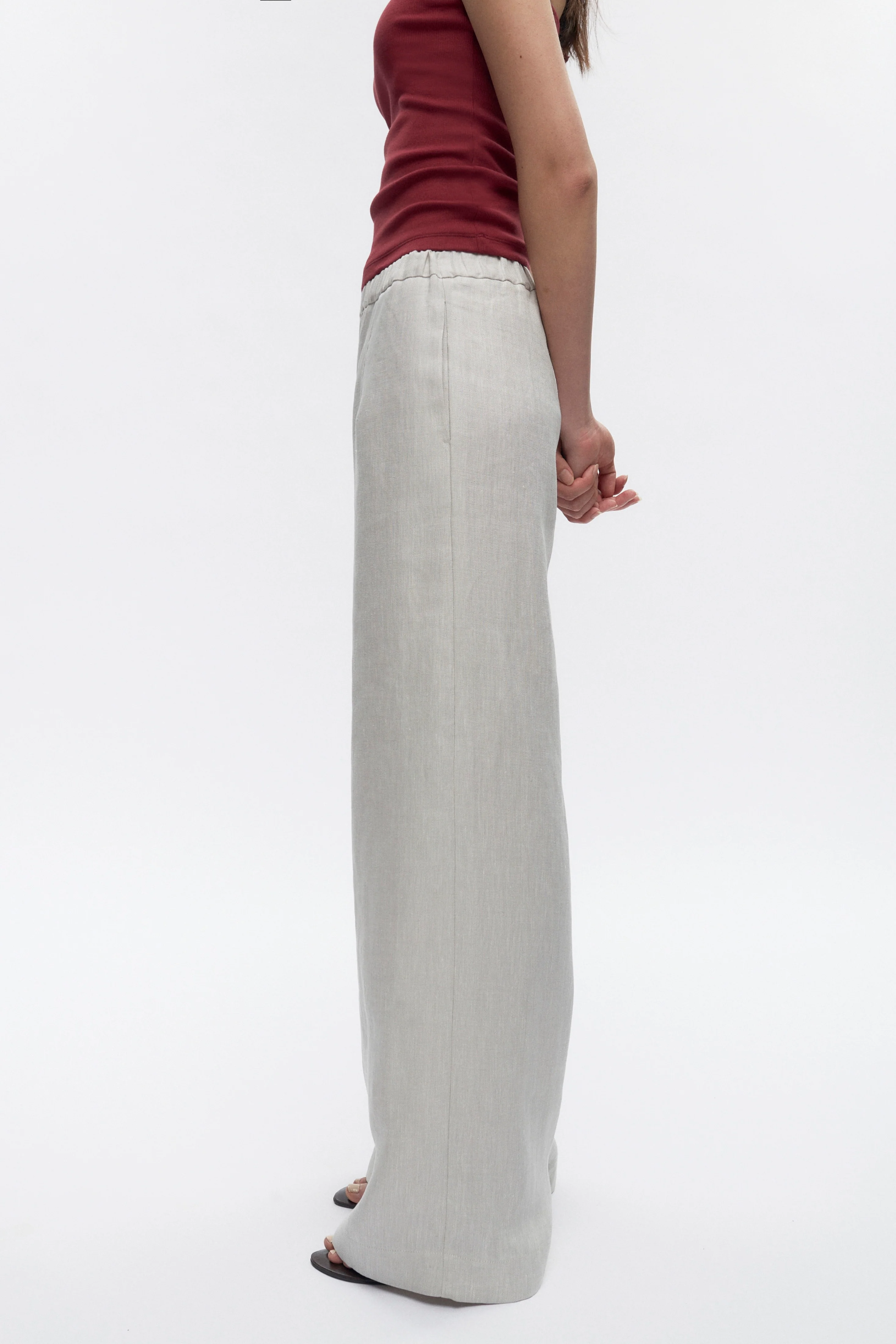 Women's Persea Linen Pull On Pants in Natural - Image 3