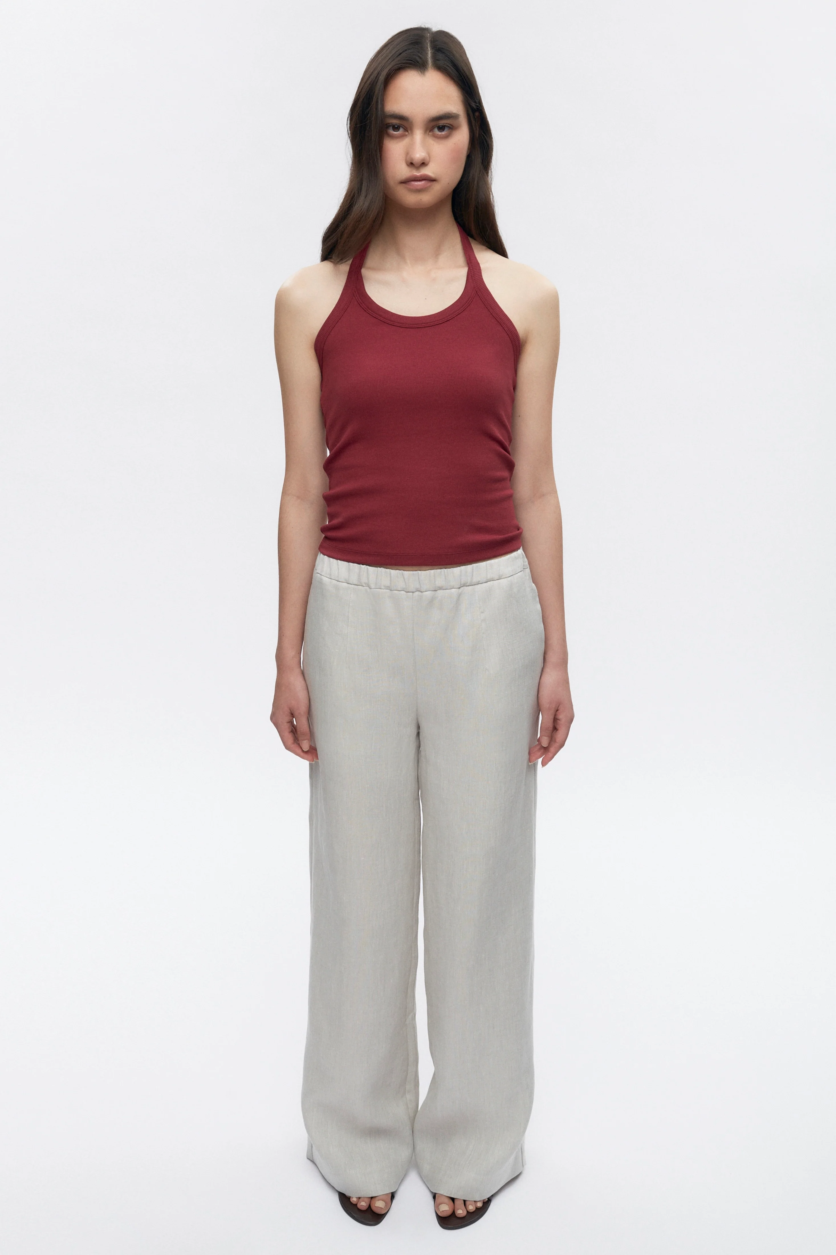 Women's Persea Linen Pull On Pants in Natural - Image 4