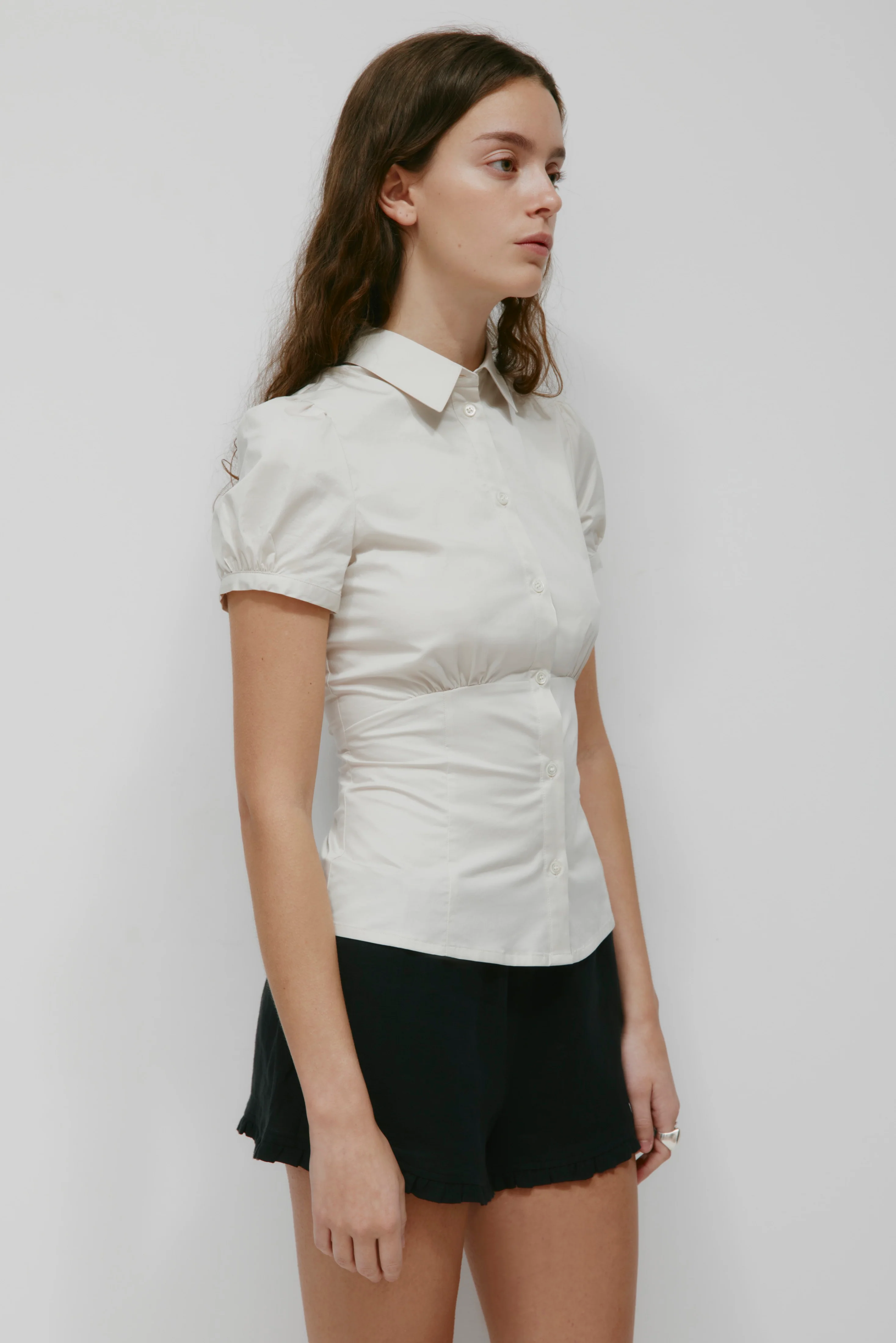 Women's Puff Sleeve Shirt in Fog - Image 3