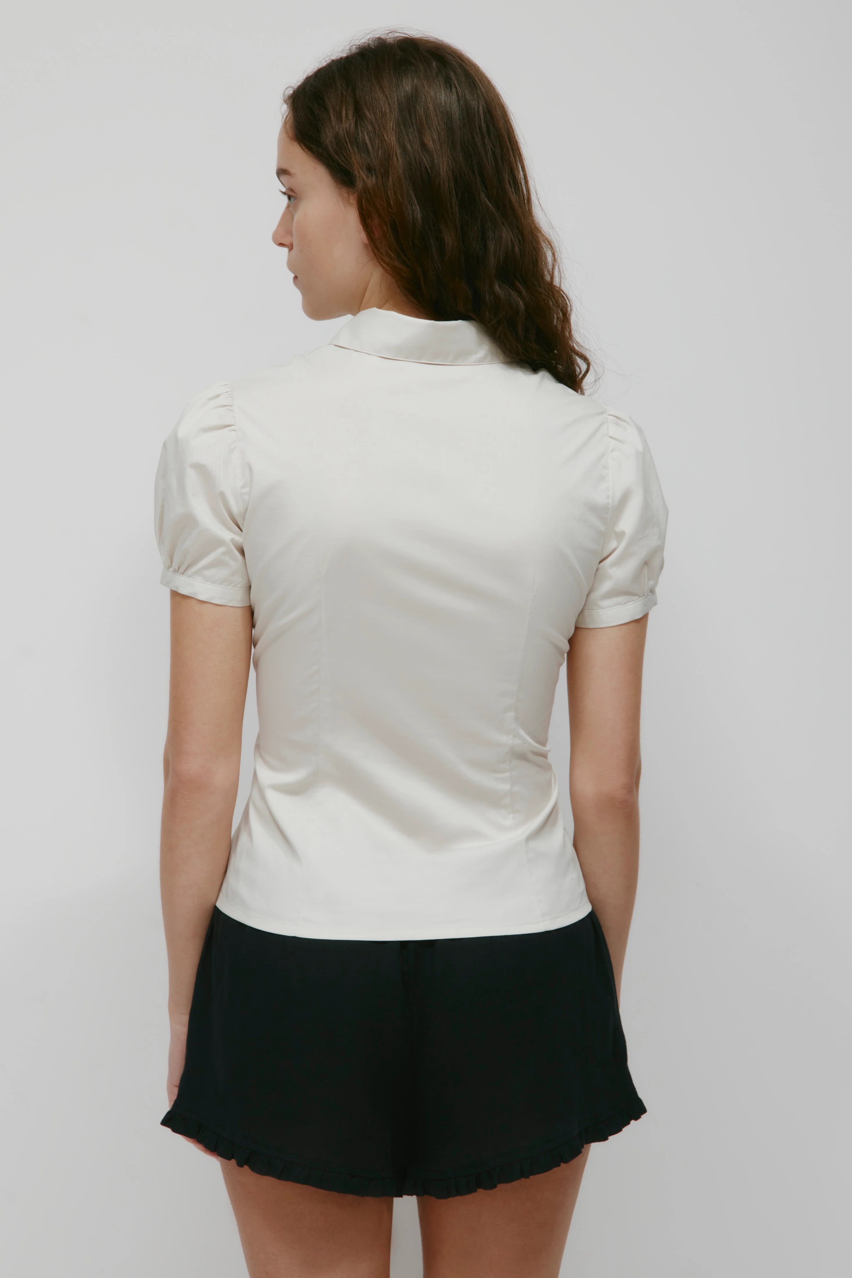 Women's Puff Sleeve Shirt in Fog - Image 5