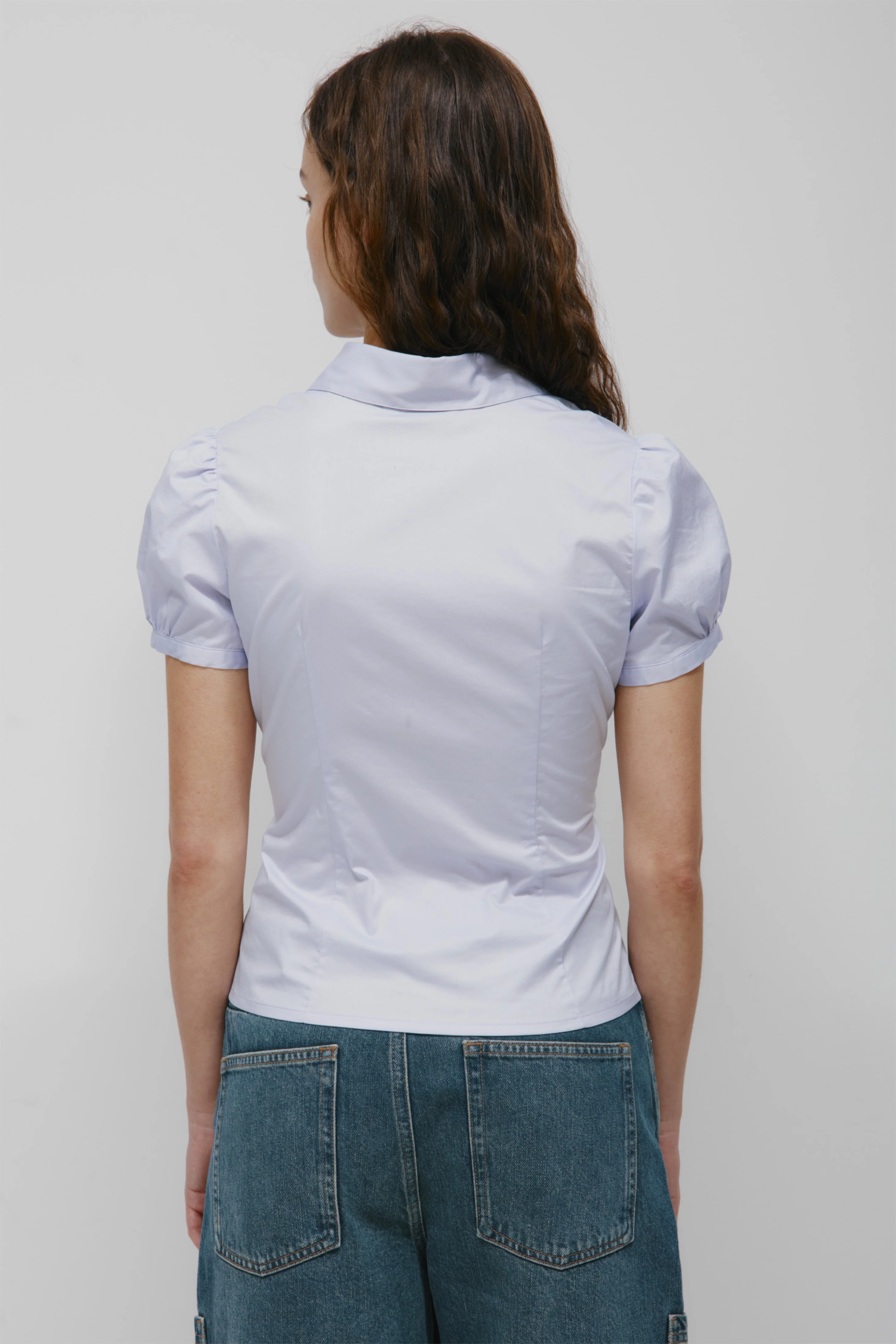 Women's Puff Sleeve Shirt in Thistle - Image 4