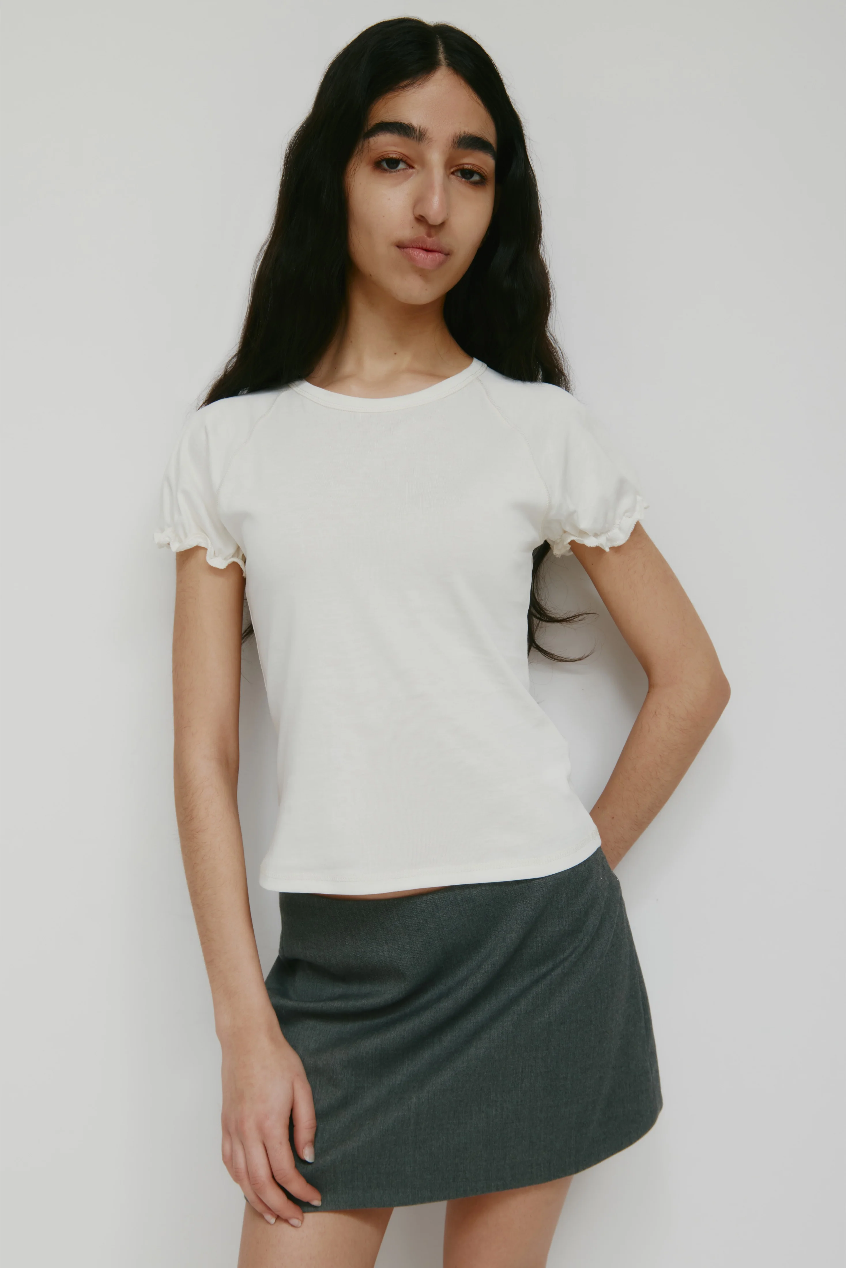 Women's Puff Sleeve Tee in Marshmallow - Image 3