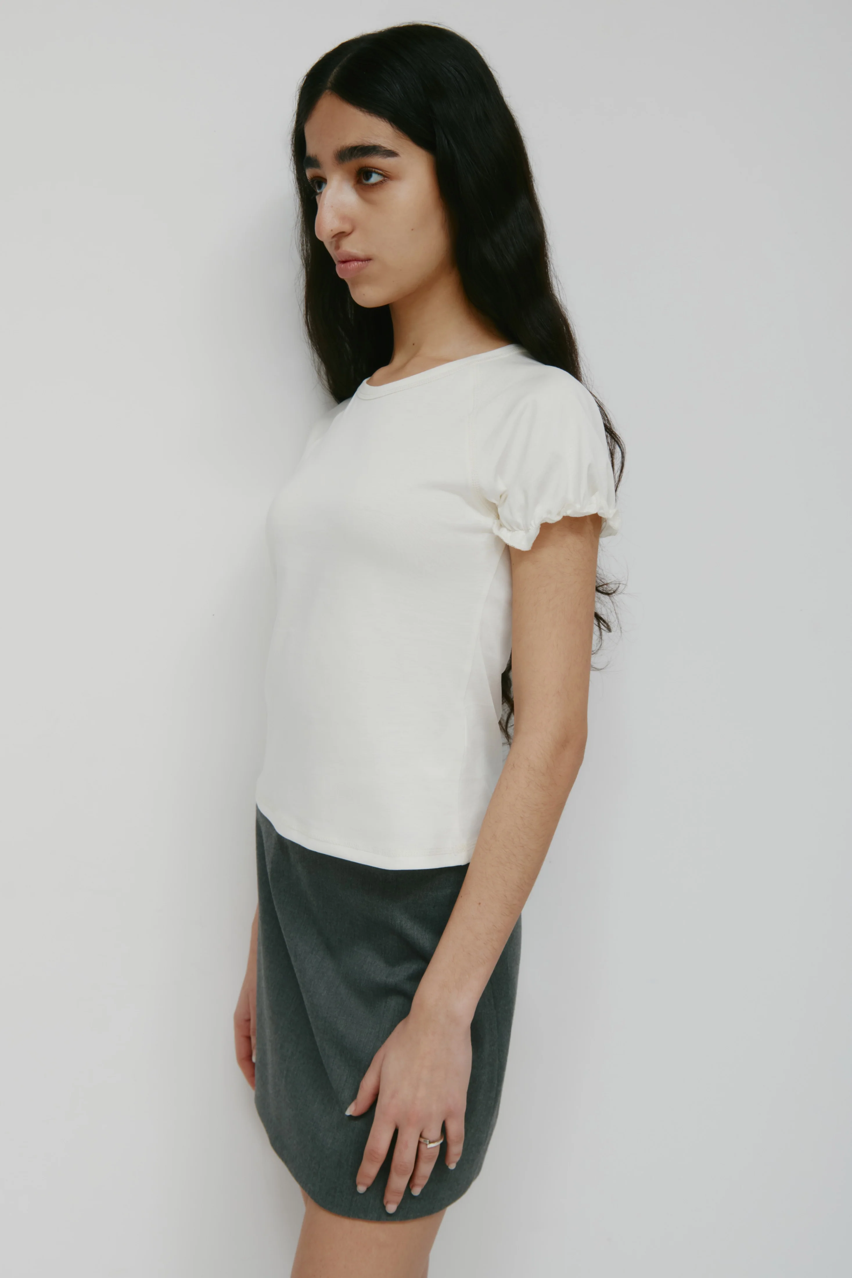 Women's Puff Sleeve Tee in Marshmallow - Image 4
