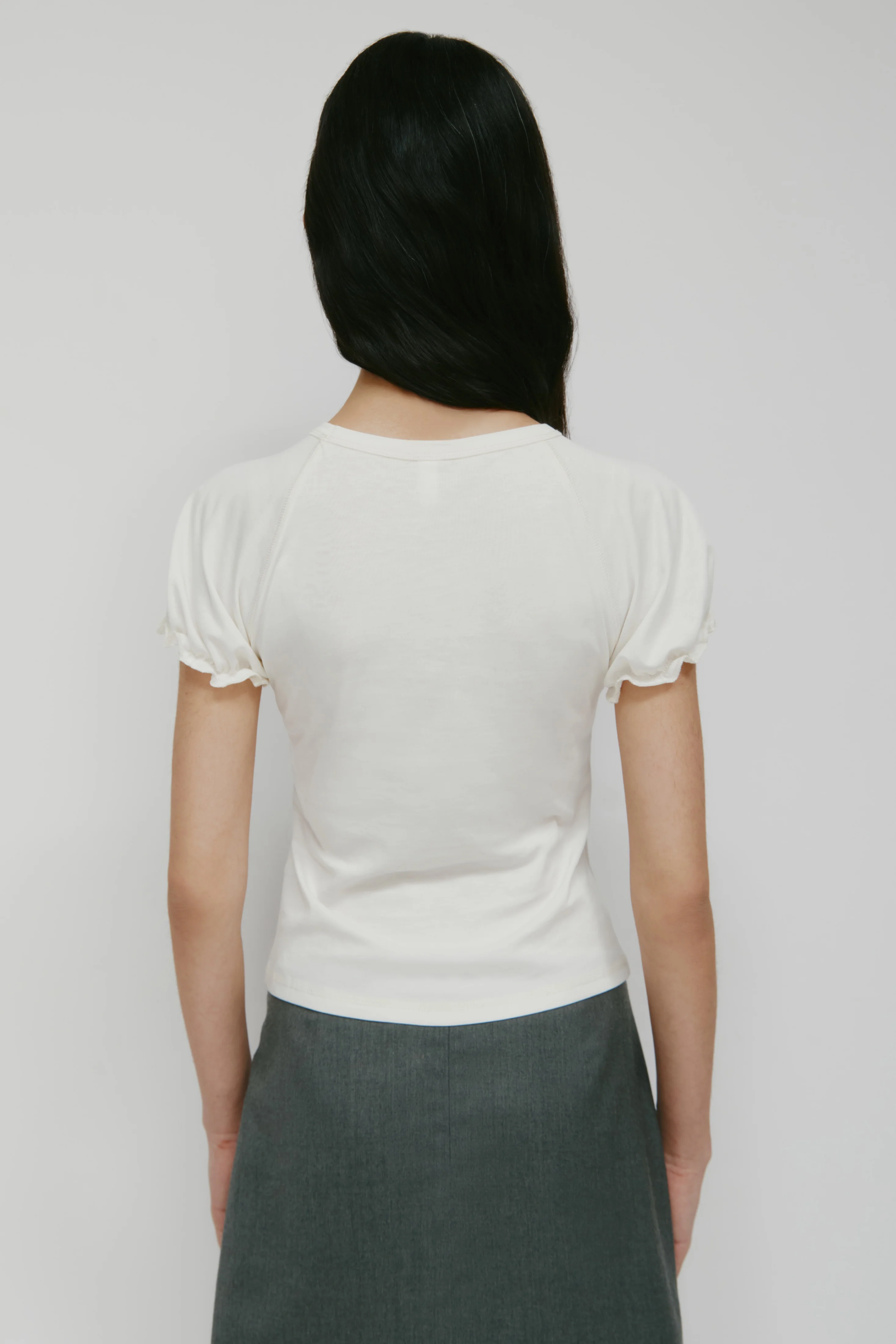 Women's Puff Sleeve Tee in Marshmallow - Image 5