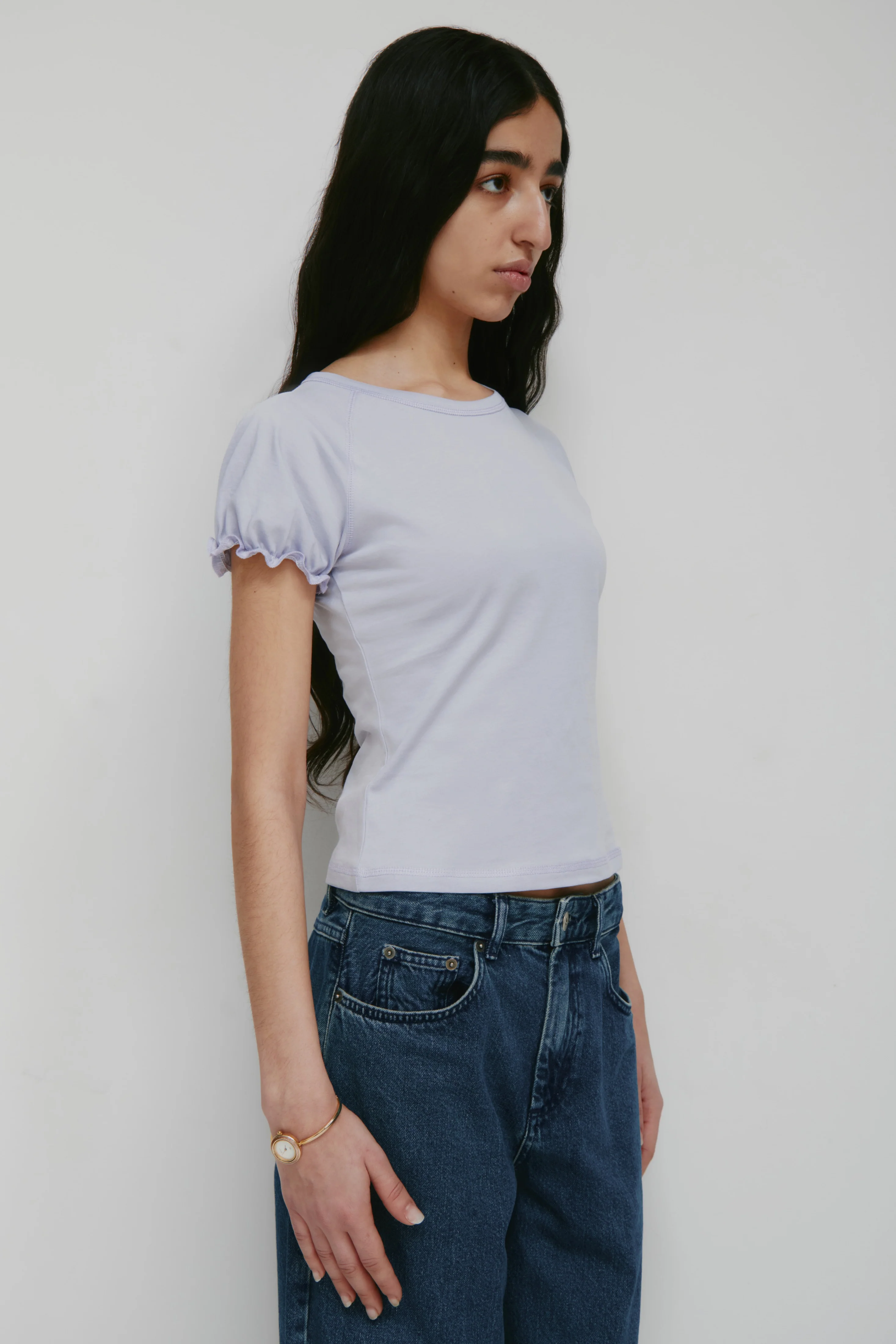 Women's Puff Sleeve Tee in Thistle - Image 3
