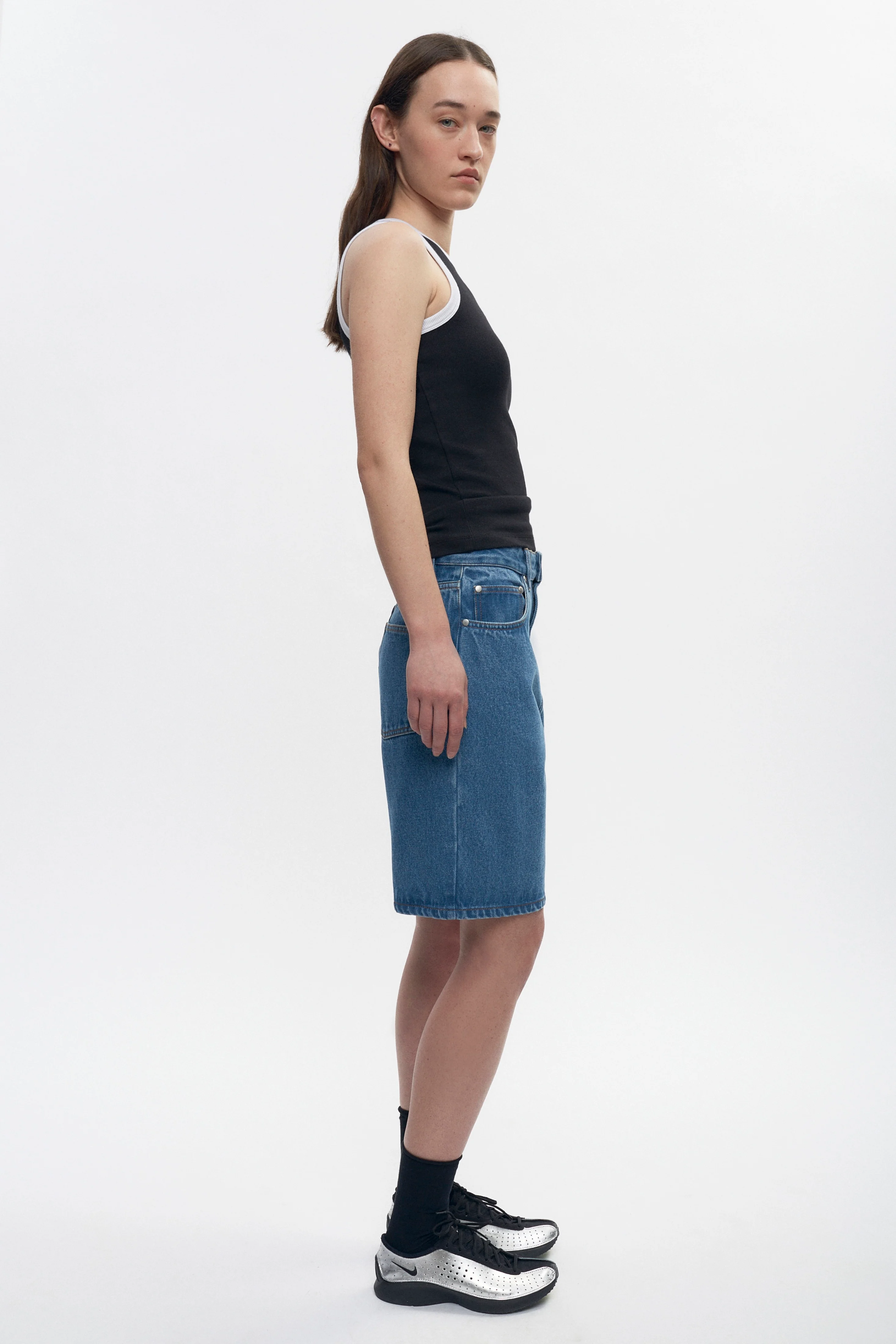 Women's Racer Tank in Black/White - Image 4