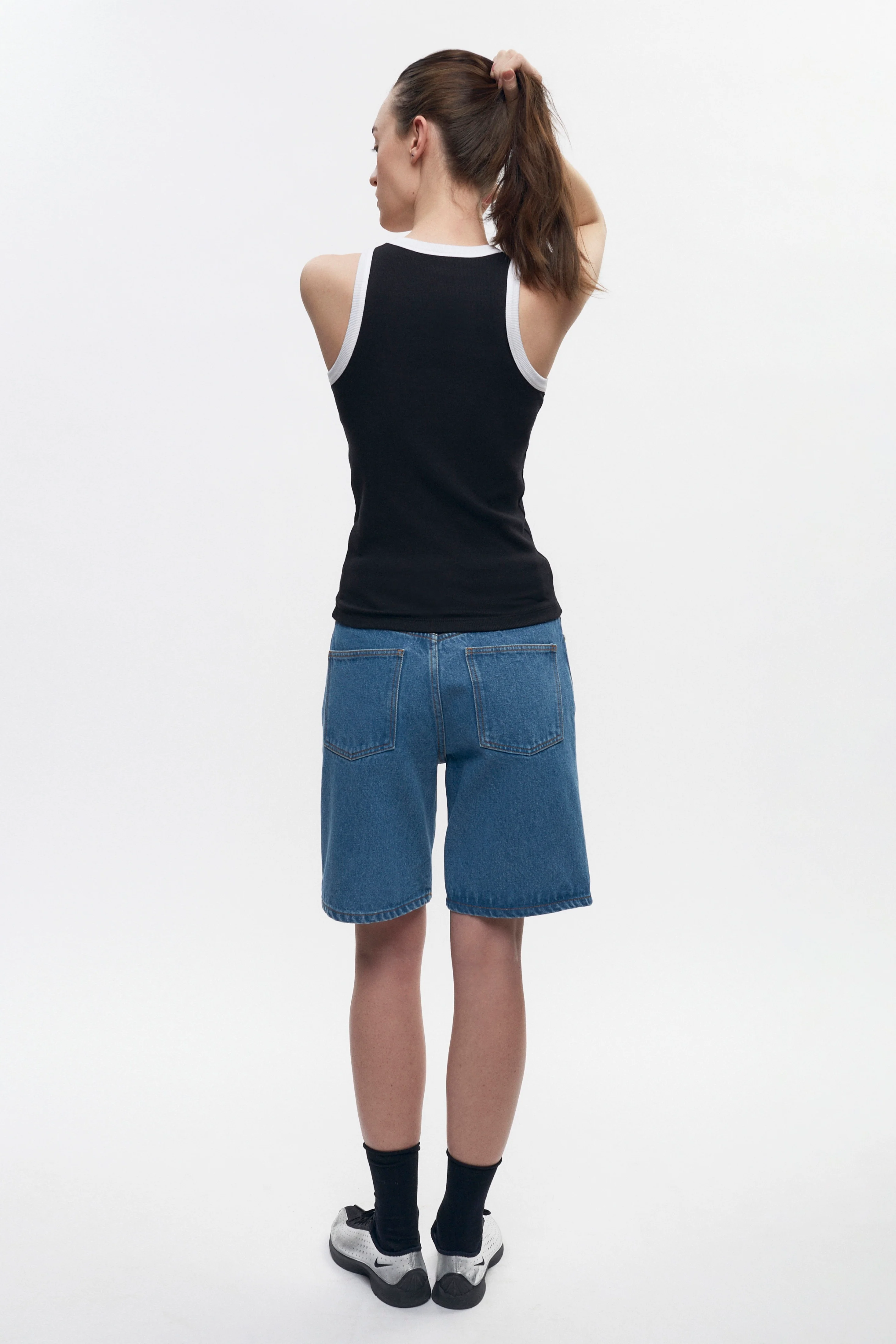 Women's Racer Tank in Black/White - Image 5