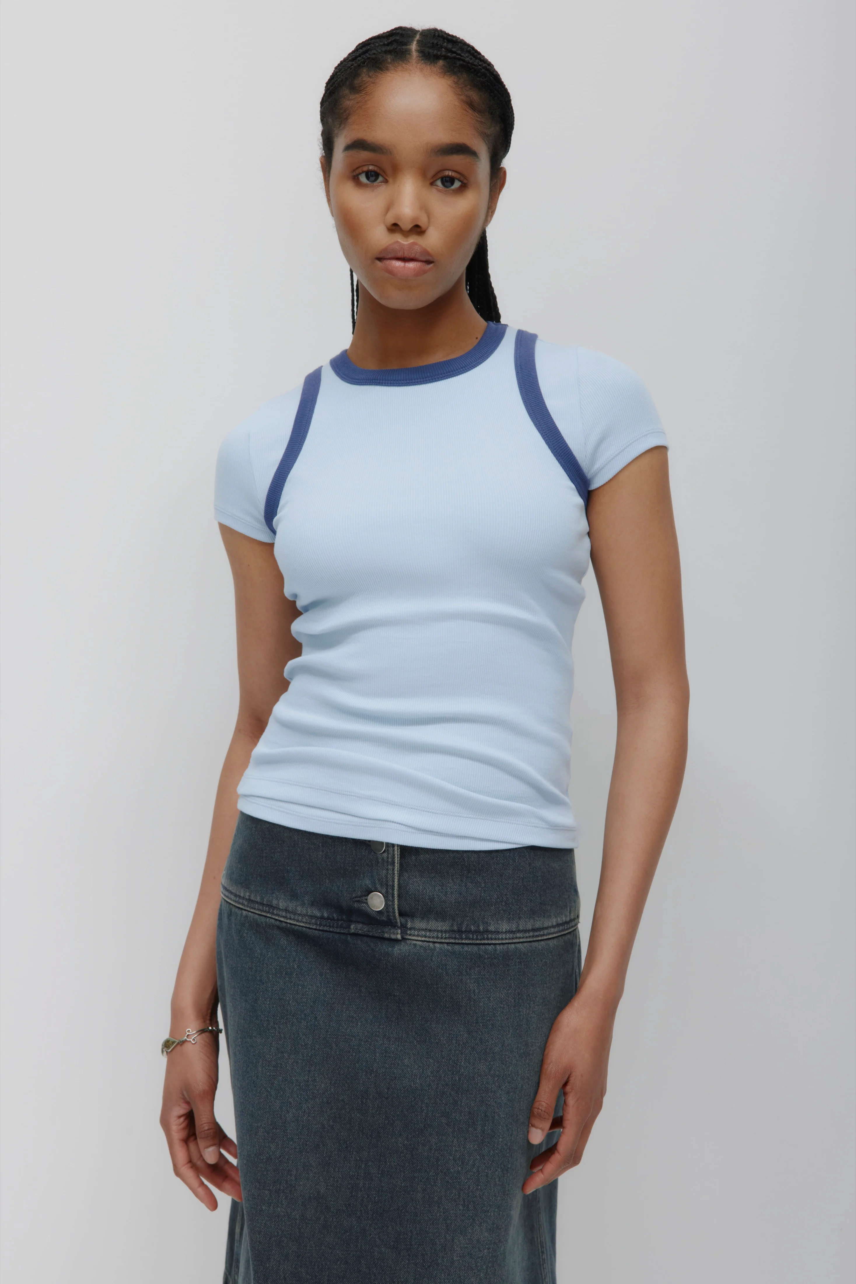 Women's Racer Tank in Blue Aura/Dark Indigo